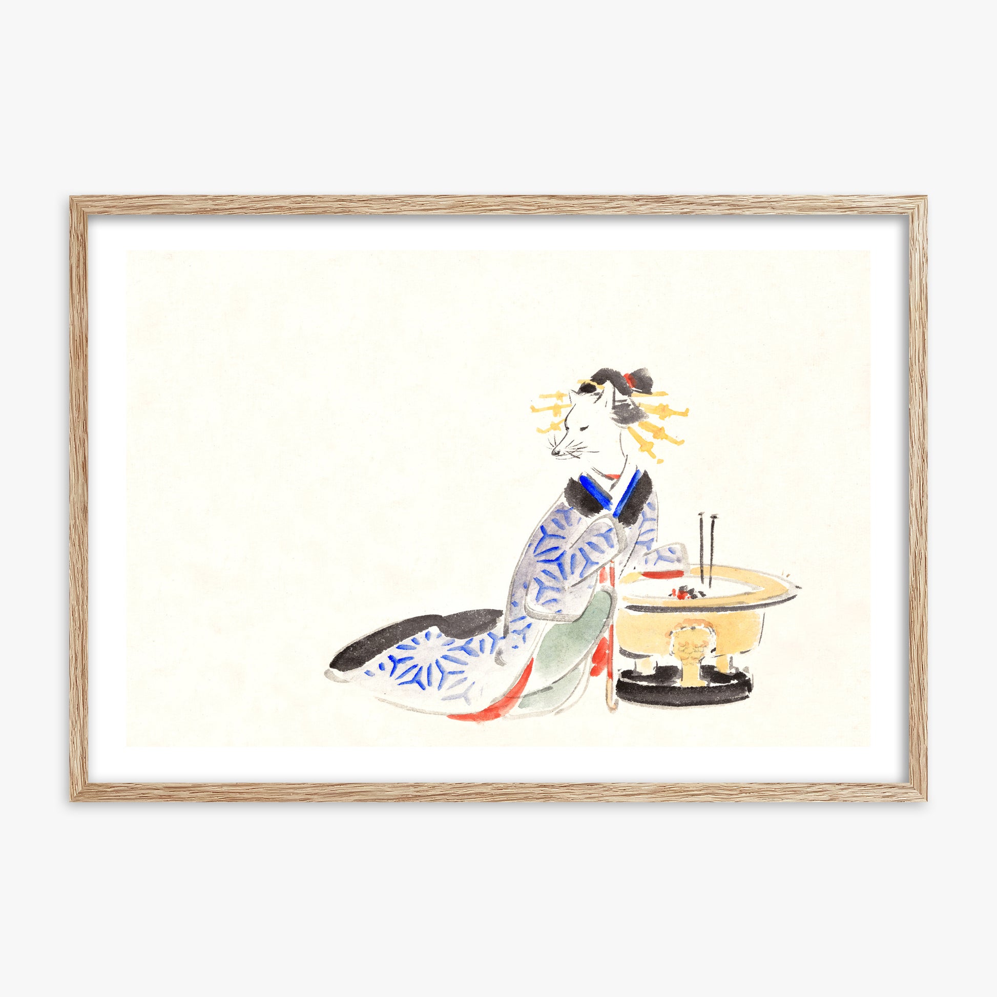 Utagawa Hiroshige: Fox (from the Album of Ichiryusai Hiroshige`s Sketches), 70x100cm Framed Art Reproduction With Raw Oak Frame