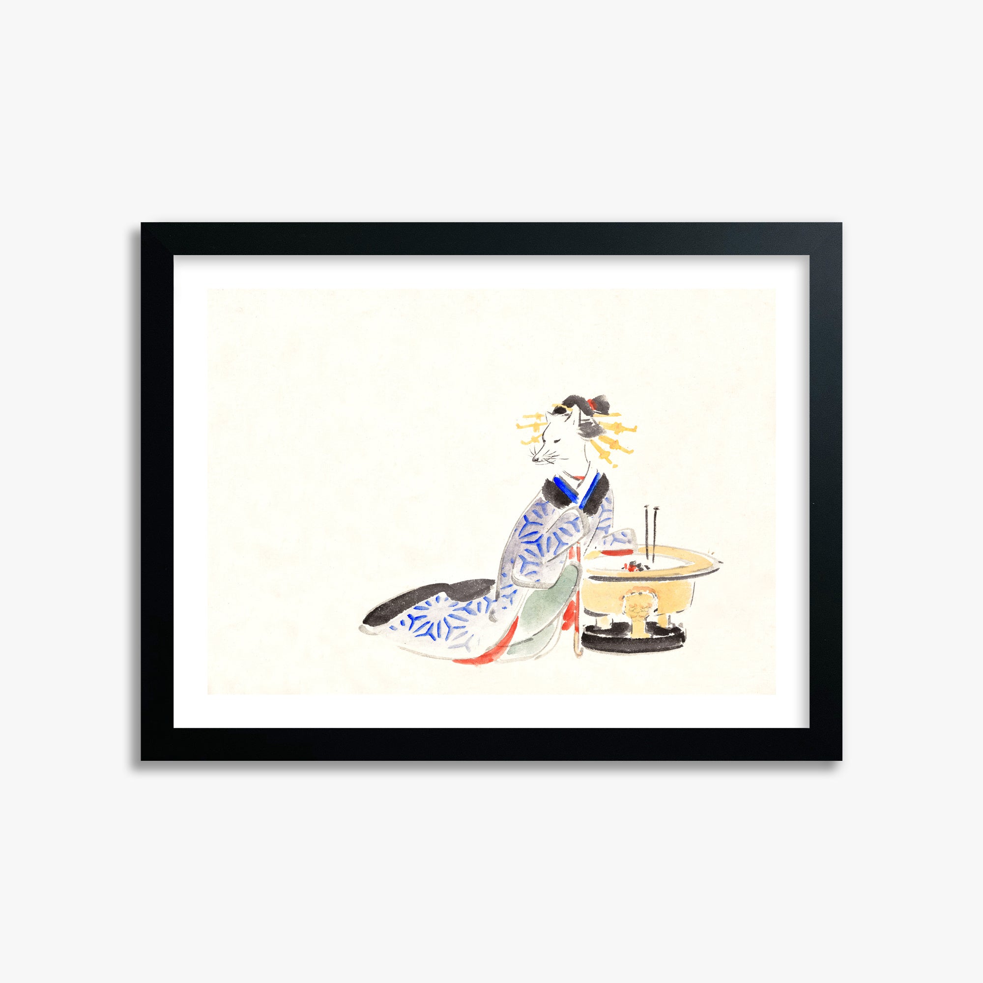 Utagawa Hiroshige: Fox (from the Album of Ichiryusai Hiroshige`s Sketches), 30x40cm Black Framed Art Reproduction