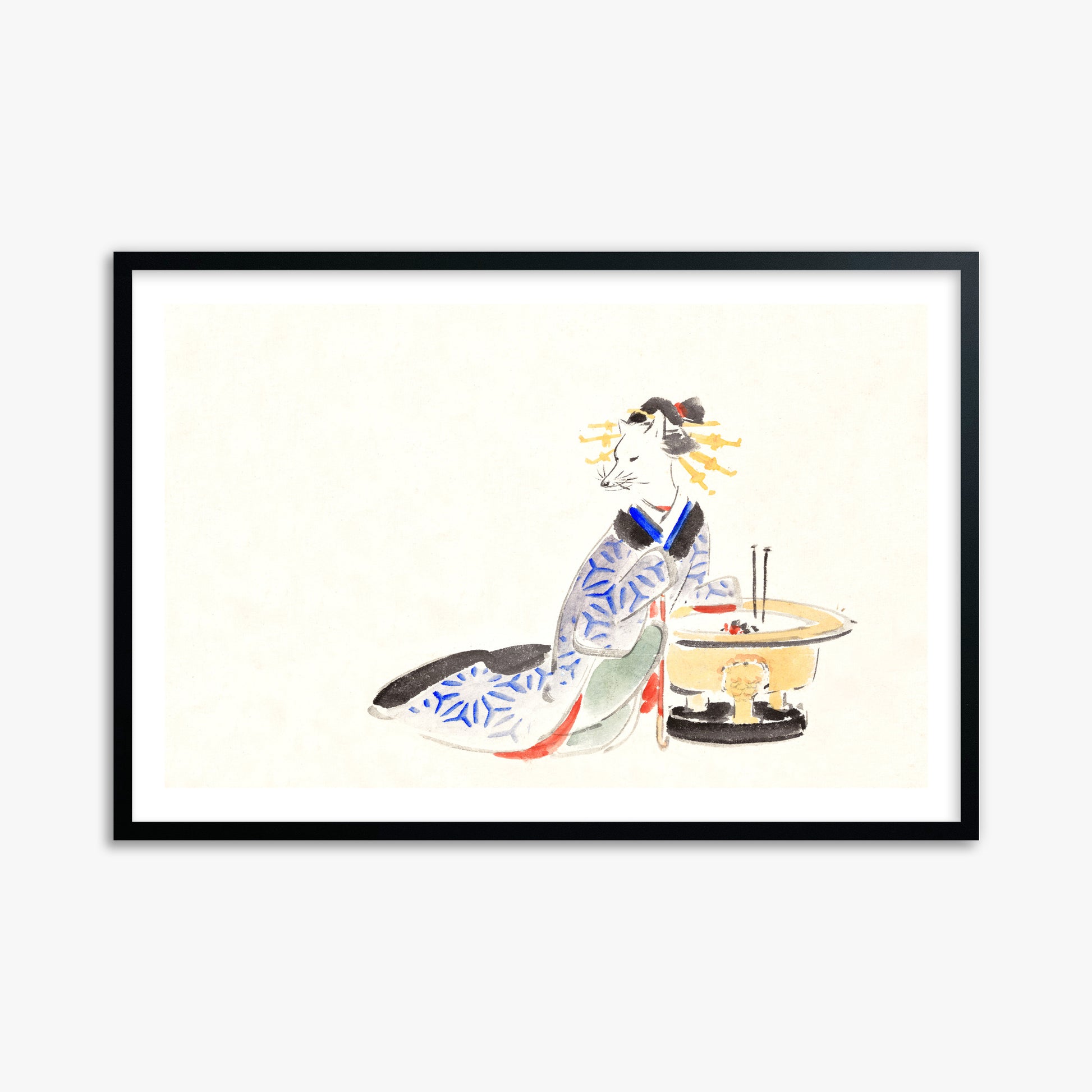 Utagawa Hiroshige: Fox (from the Album of Ichiryusai Hiroshige`s Sketches), 61x91cm Black Framed Art Reproduction