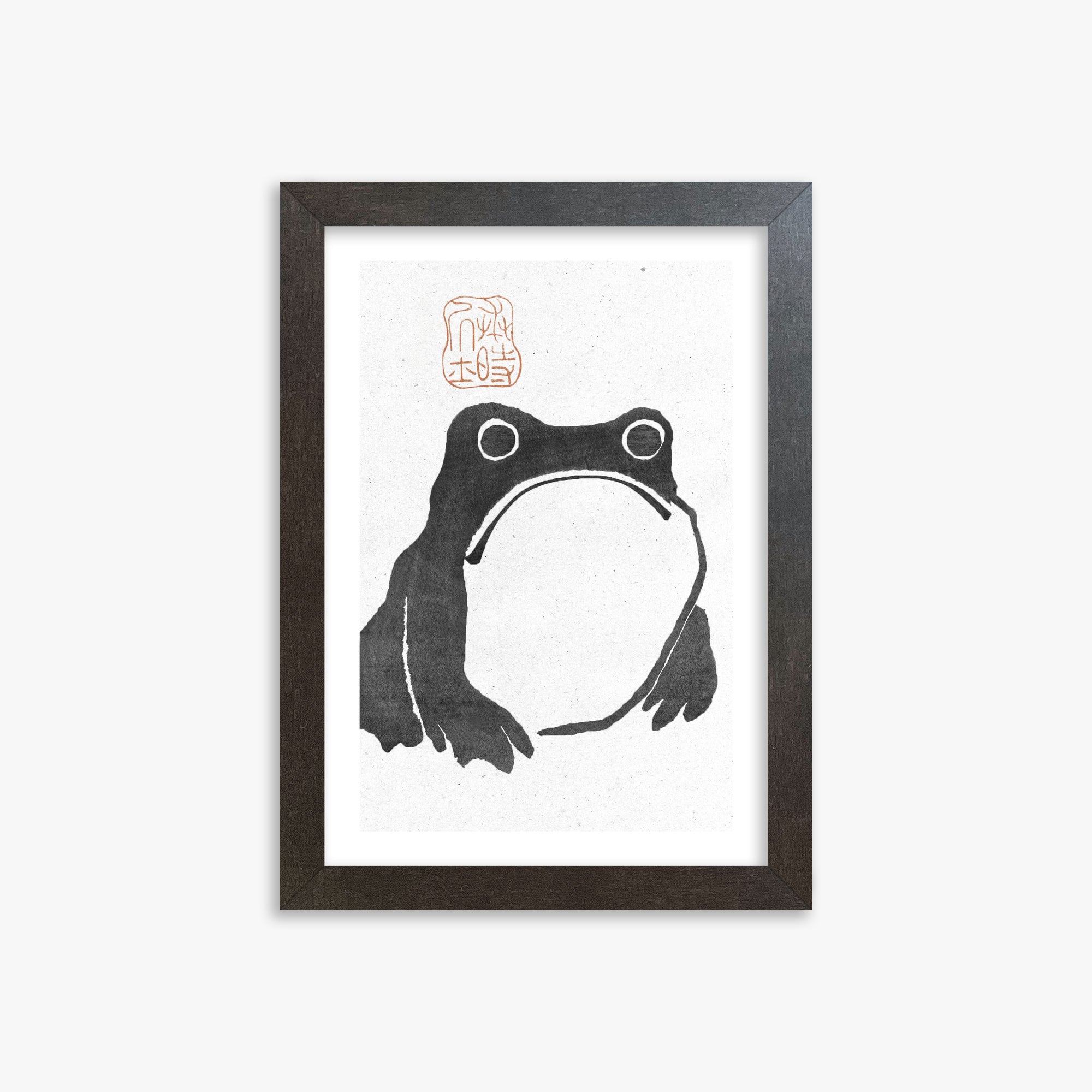 Matsumoto Hoji: The Toad - Monochrome-Style, 21x30cm Framed Art Reproduction With Espresso Frame