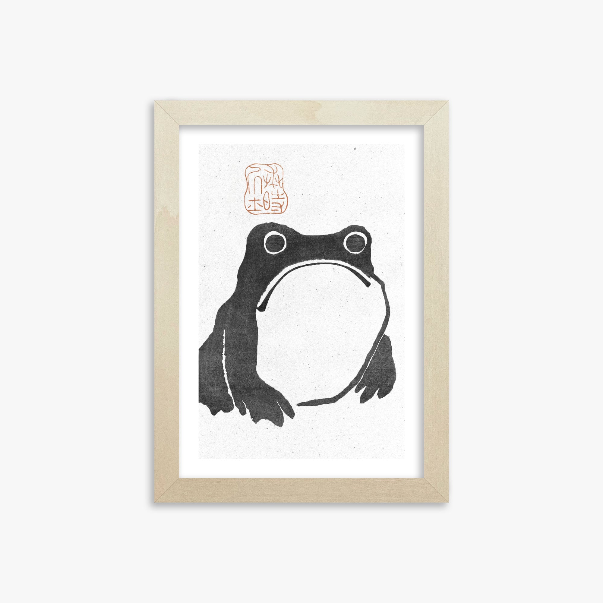 Matsumoto Hoji: The Toad - Monochrome-Style, 21x30cm Framed Art Reproduction With Lime Wood Frame