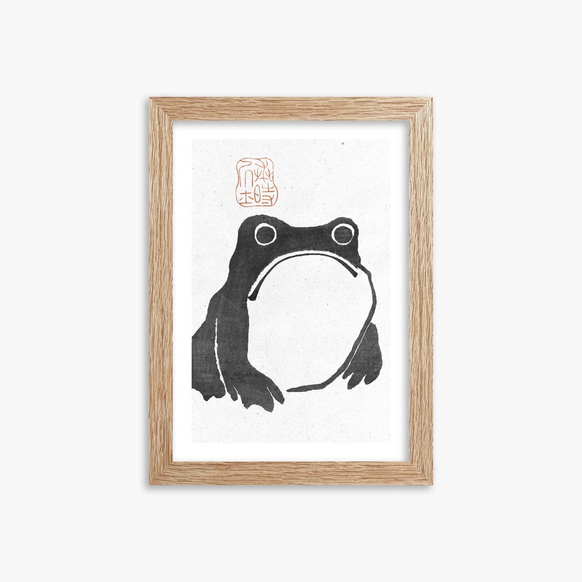 Matsumoto Hoji: The Toad - Monochrome-Style, 21x30cm Framed Art Reproduction With Raw Oak Frame