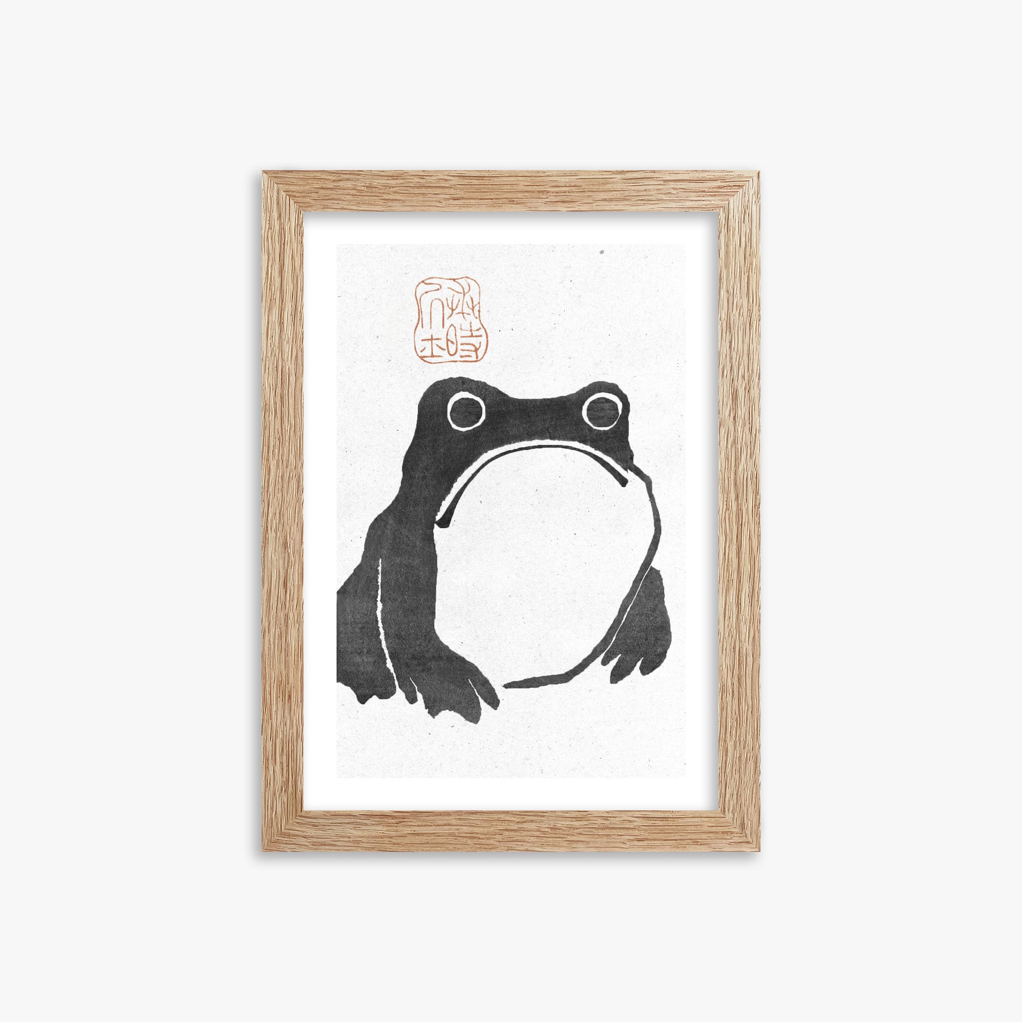 Matsumoto Hoji: The Toad - Monochrome-Style, 21x30cm Framed Art Reproduction With Raw Oak Frame