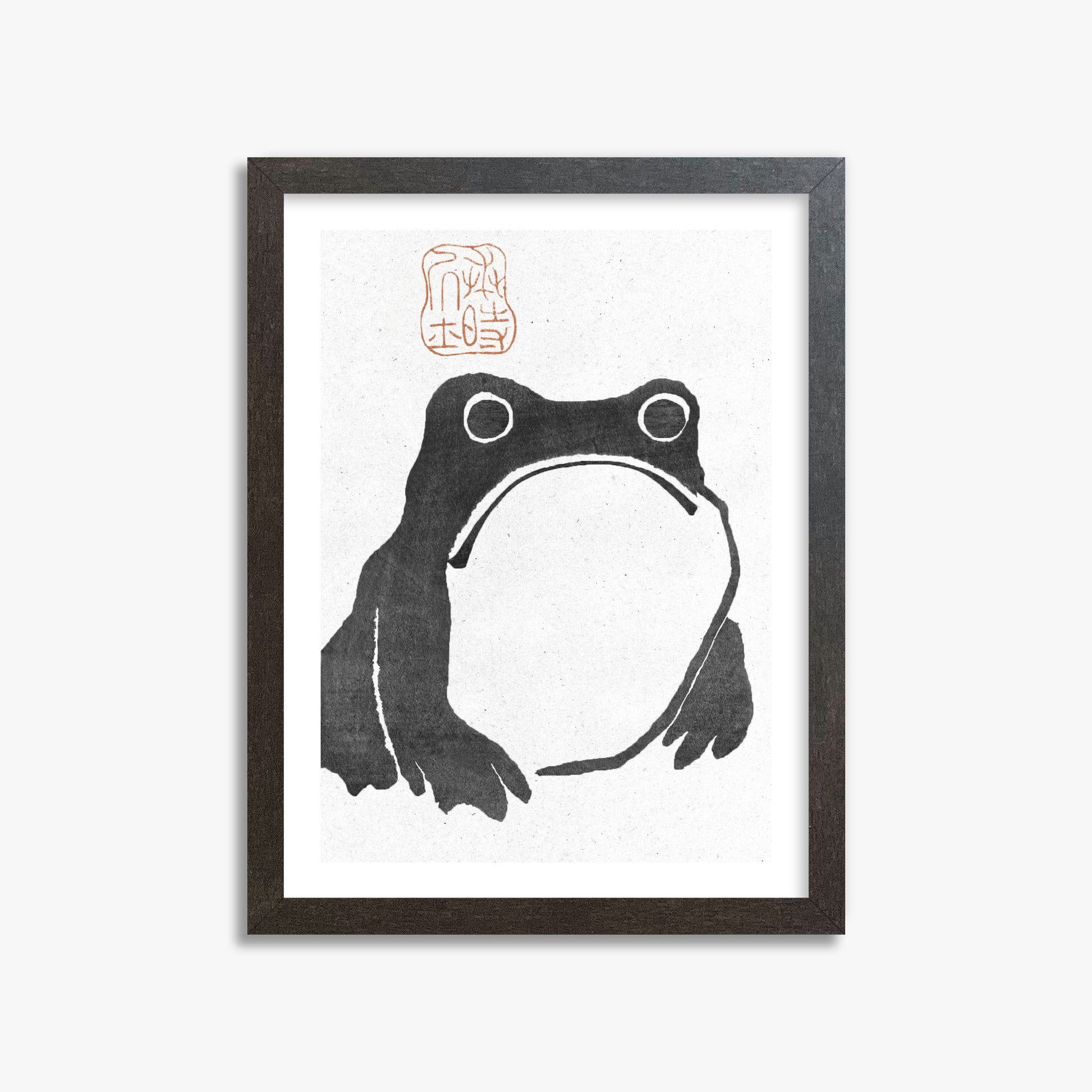 Matsumoto Hoji: The Toad - Monochrome-Style, 30x40cm Framed Art Reproduction With Espresso Frame