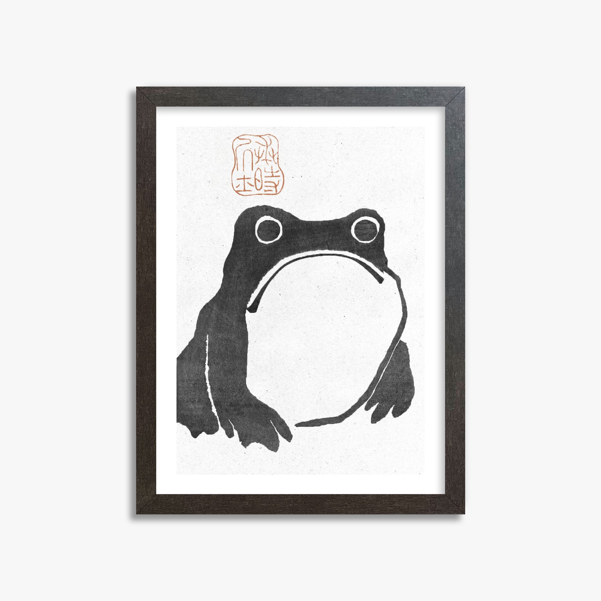 Matsumoto Hoji: The Toad - Monochrome-Style, 30x40cm Framed Art Reproduction With Espresso Frame