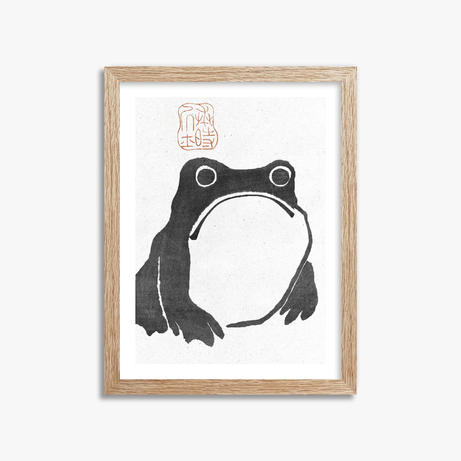 Matsumoto Hoji: The Toad - Monochrome-Style, 30x40cm Framed Art Reproduction With Raw Oak Frame