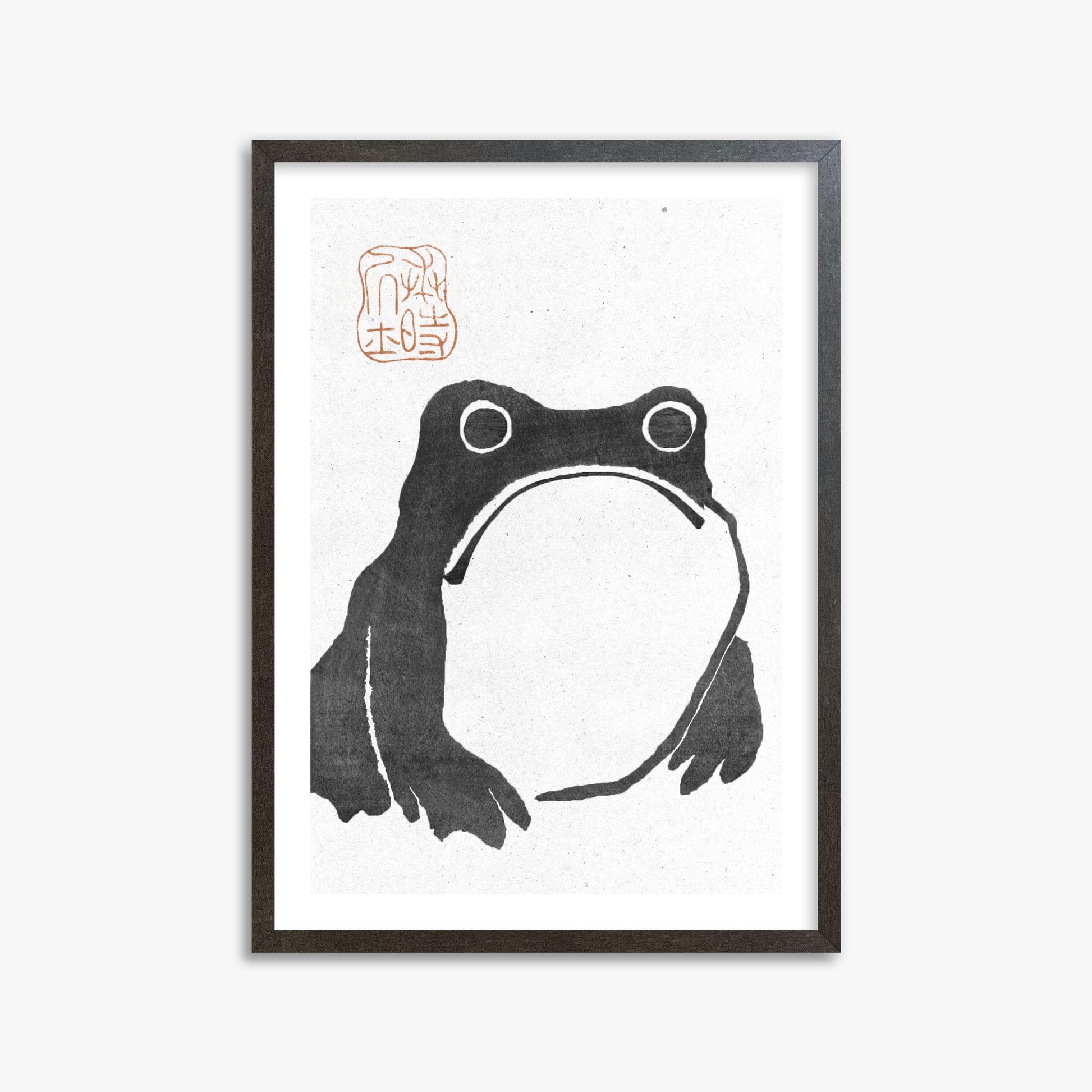 Matsumoto Hoji: The Toad - Monochrome-Style, 50x70cm Framed Art Reproduction With Espresso Frame