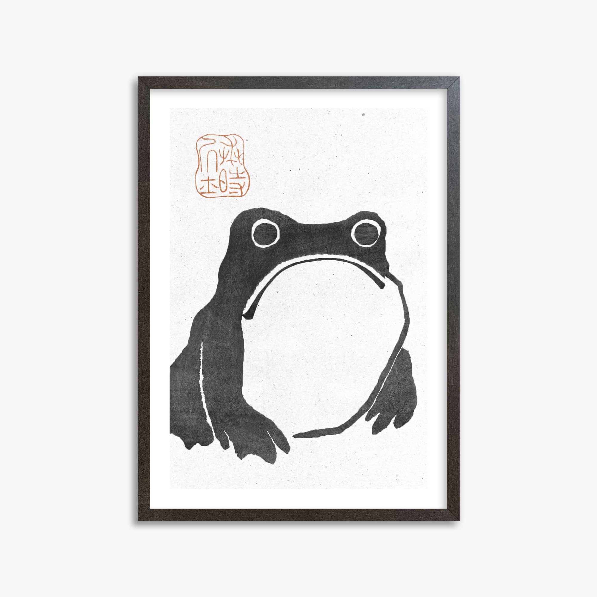 Matsumoto Hoji: The Toad - Monochrome-Style, 50x70cm Framed Art Reproduction With Espresso Frame