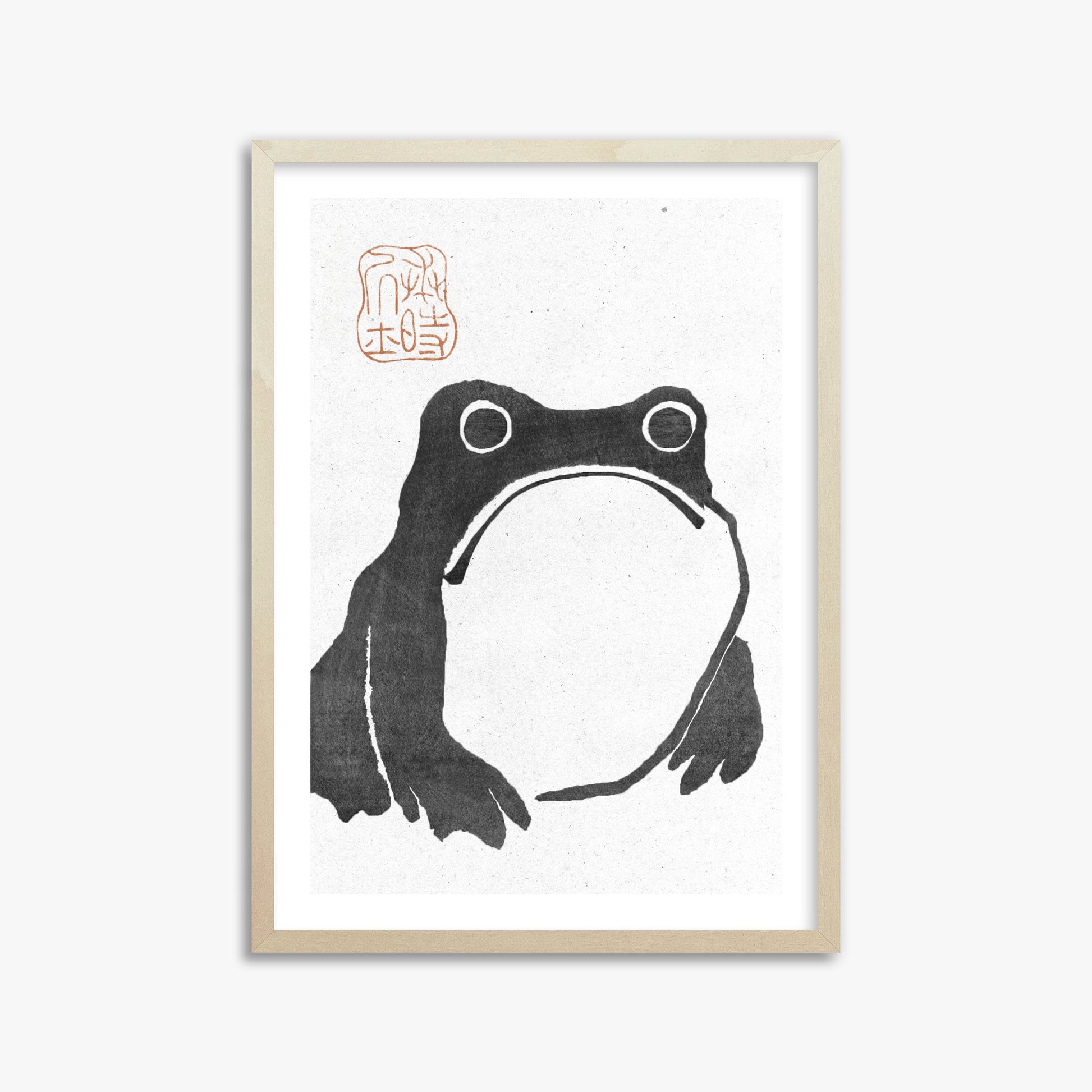 Matsumoto Hoji: The Toad - Monochrome-Style, 50x70cm Framed Art Reproduction With Lime Wood Frame