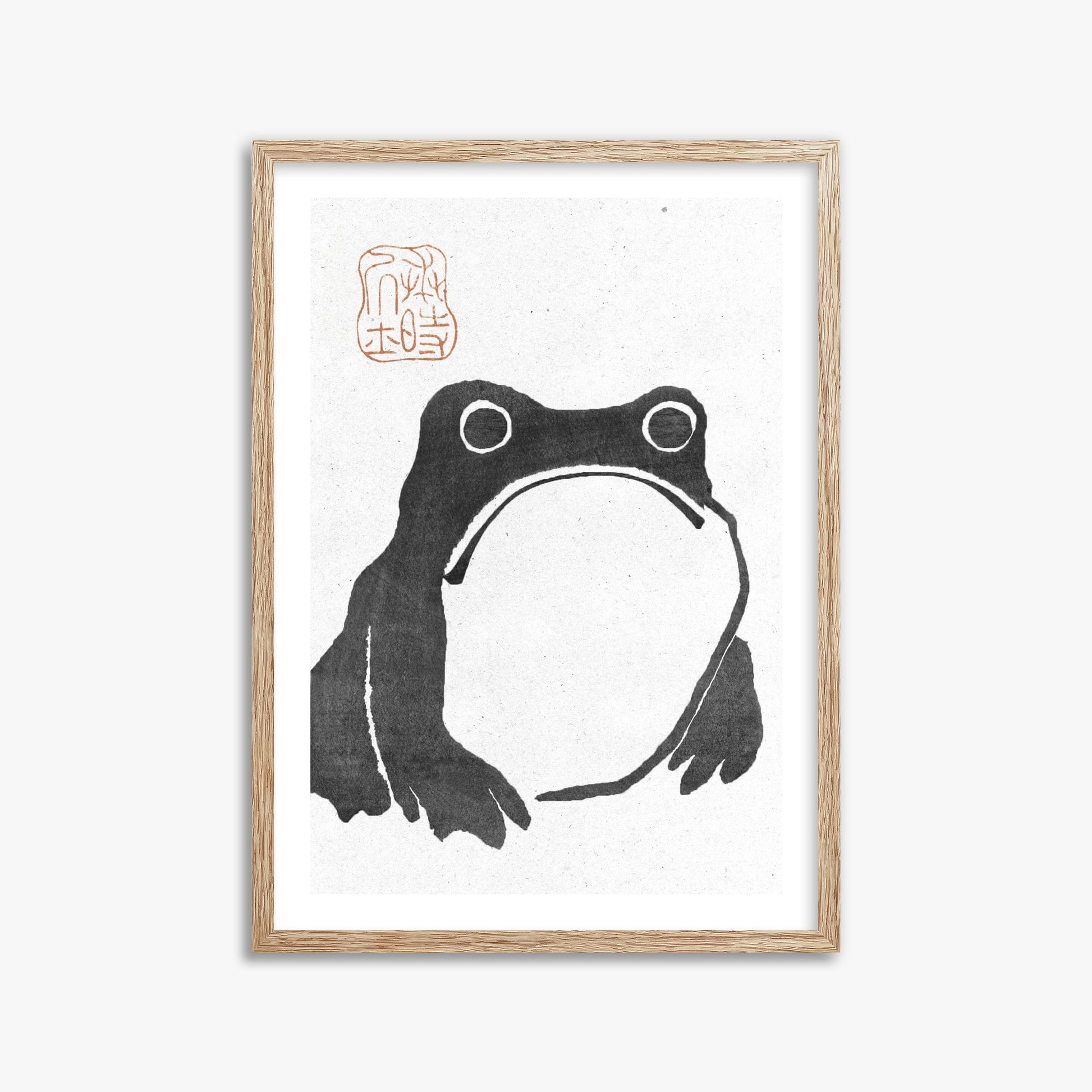 Matsumoto Hoji: The Toad - Monochrome-Style, 50x70cm Framed Art Reproduction With Raw Oak Frame
