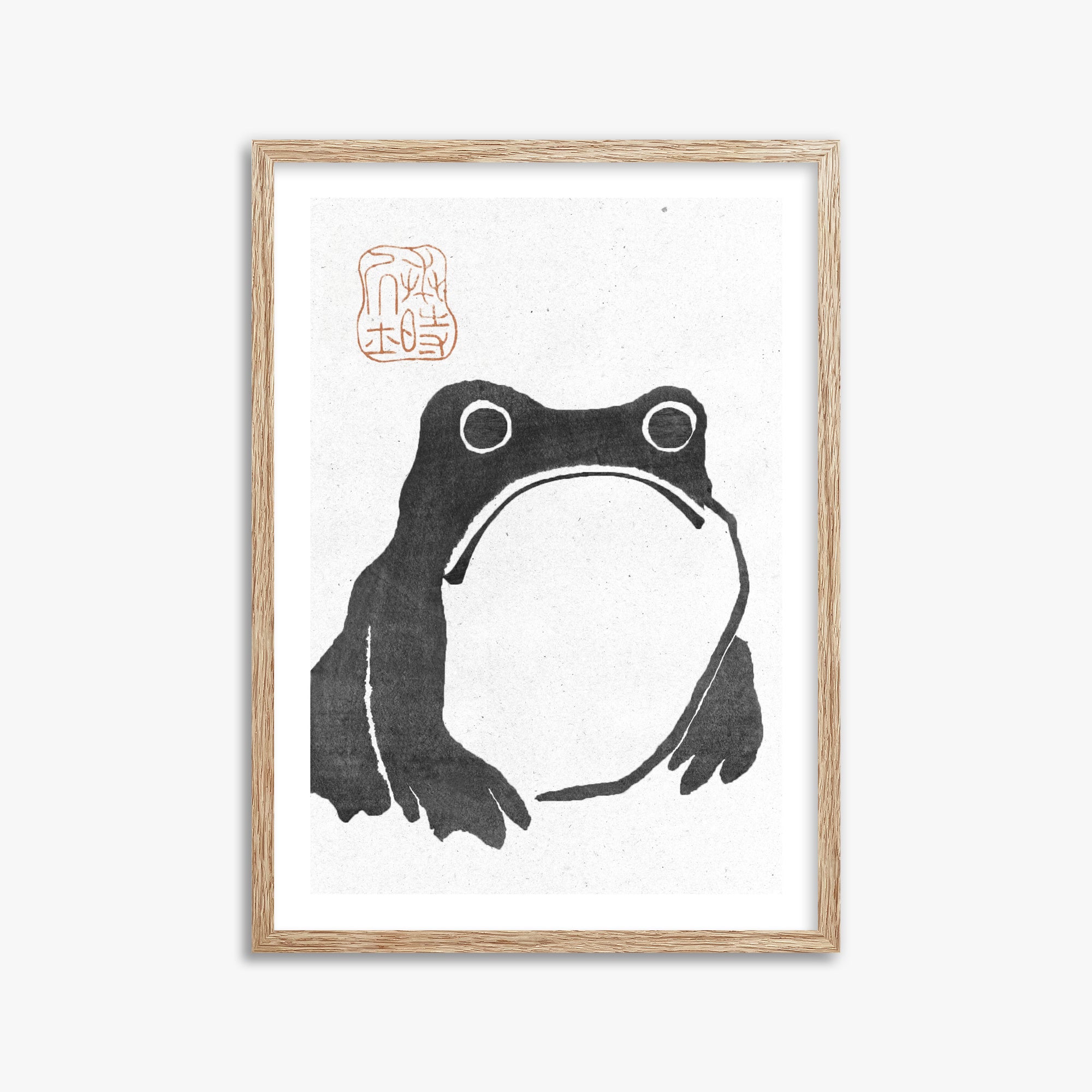Matsumoto Hoji: The Toad - Monochrome-Style, 50x70cm Framed Art Reproduction With Raw Oak Frame