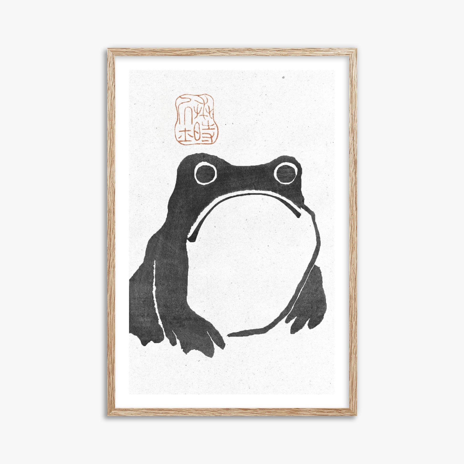 Matsumoto Hoji: The Toad - Monochrome-Style, 61x91cm Framed Art Reproduction With Raw Oak Frame