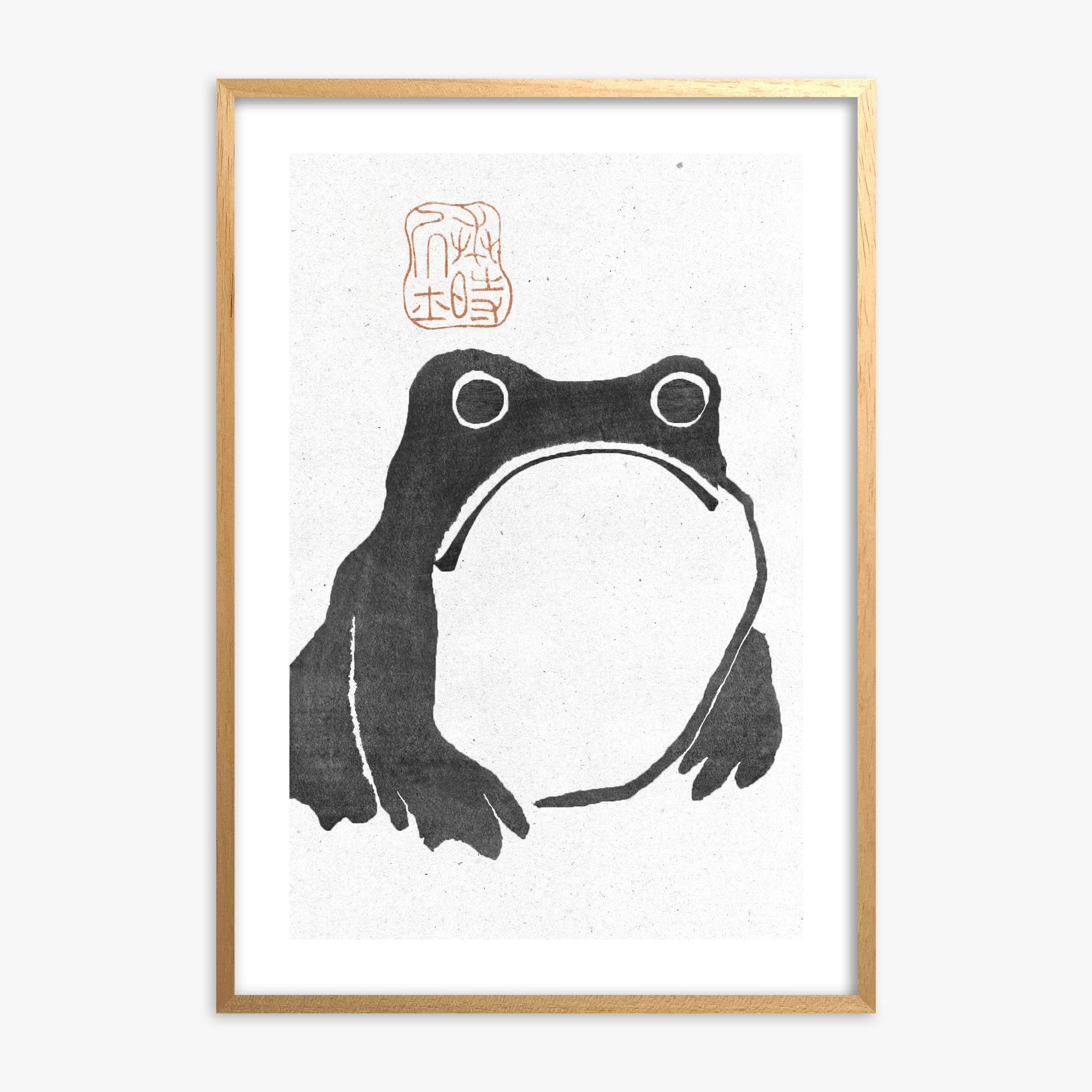 Matsumoto Hoji: The Toad - Monochrome-Style 50x70 cm Art Reproduction With Oak Frame