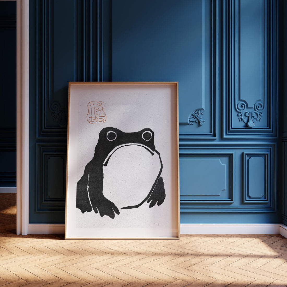Matsumoto Hoji: The Toad - Monochrome-Style 50x70 cm Art Reproduction With Black Frame