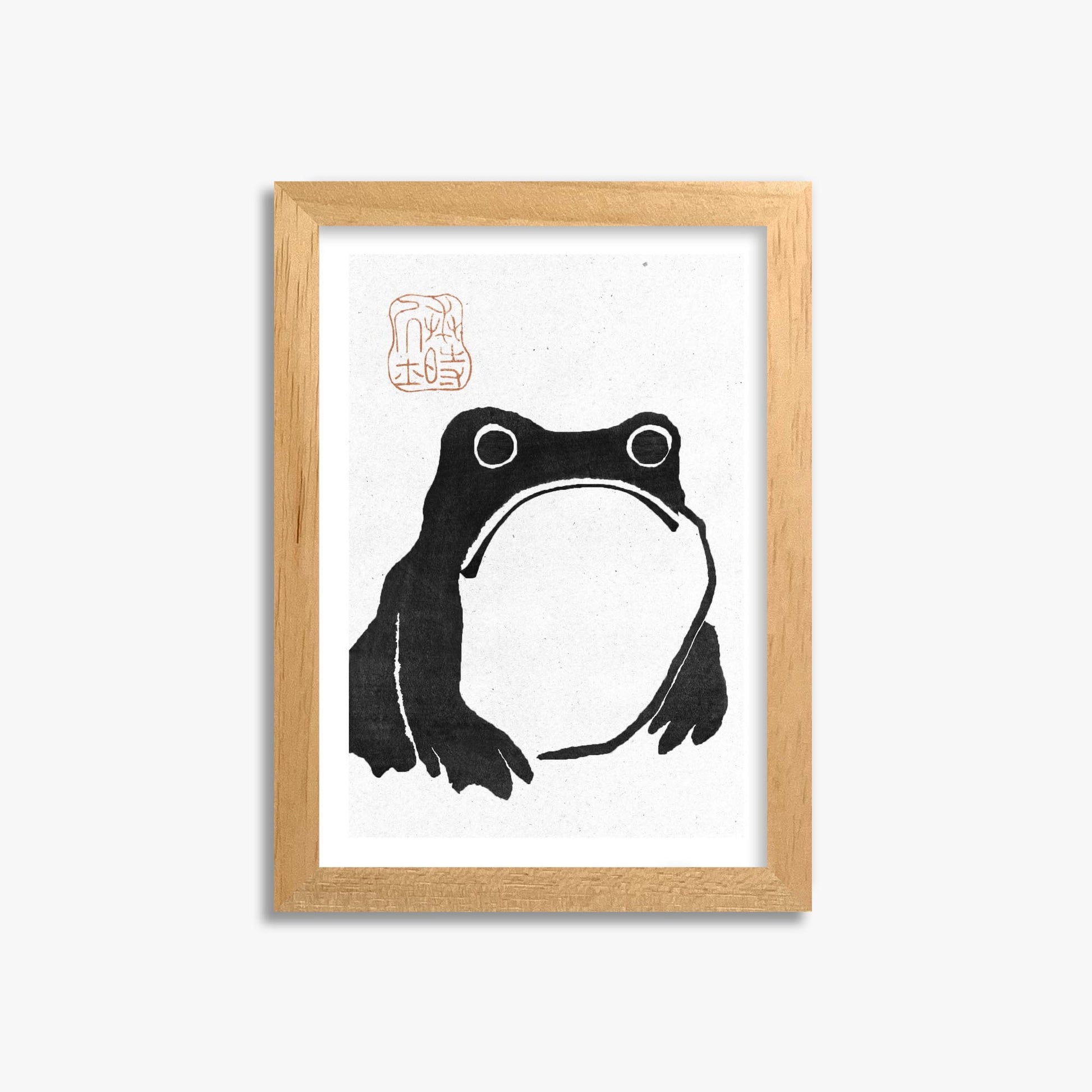 Matsumoto Hoji: The Toad - Monochrome-Style 21x30 cm Art Reproduction With Oak Frame