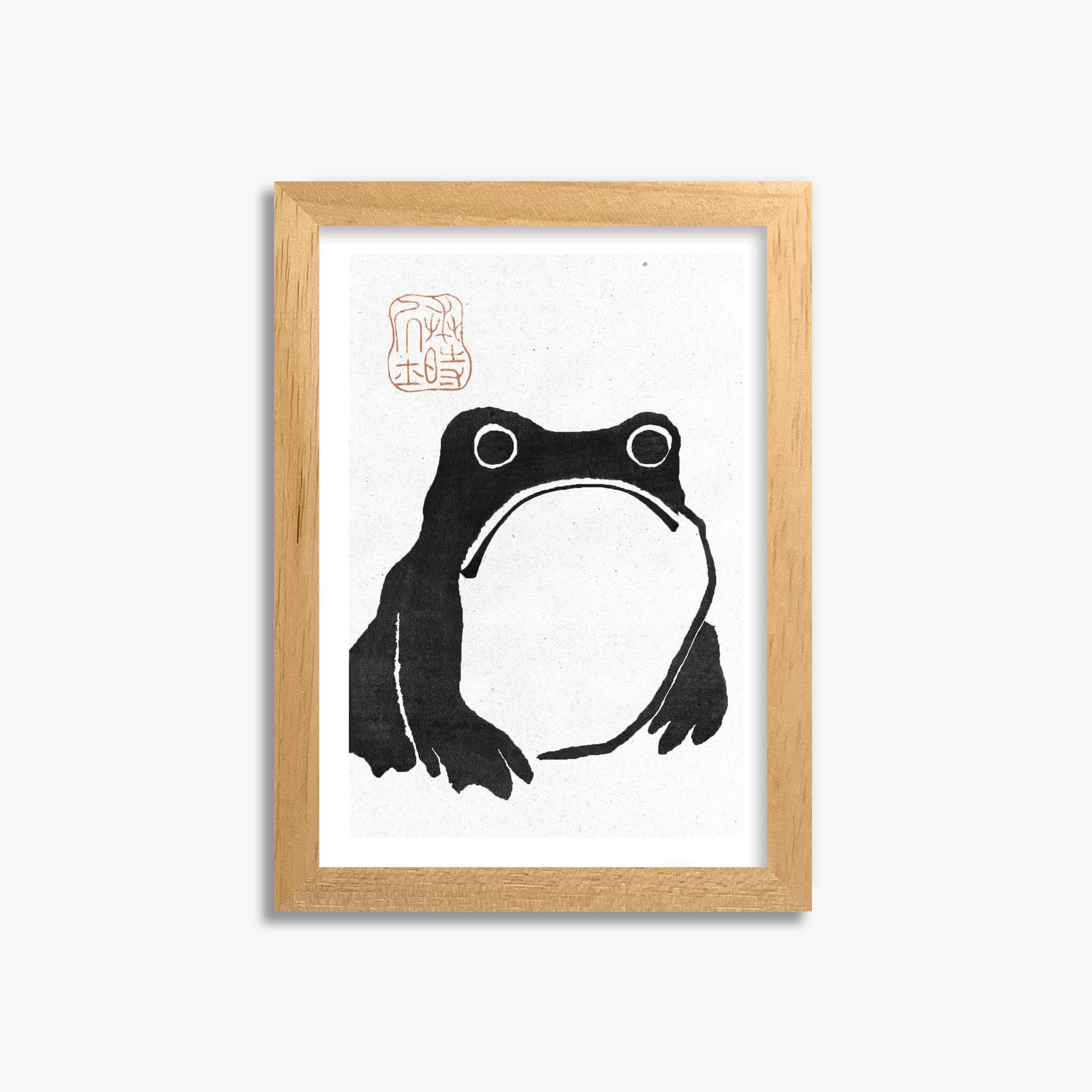 Matsumoto Hoji: The Toad - Monochrome-Style 21x30 cm Art Reproduction With Oak Frame