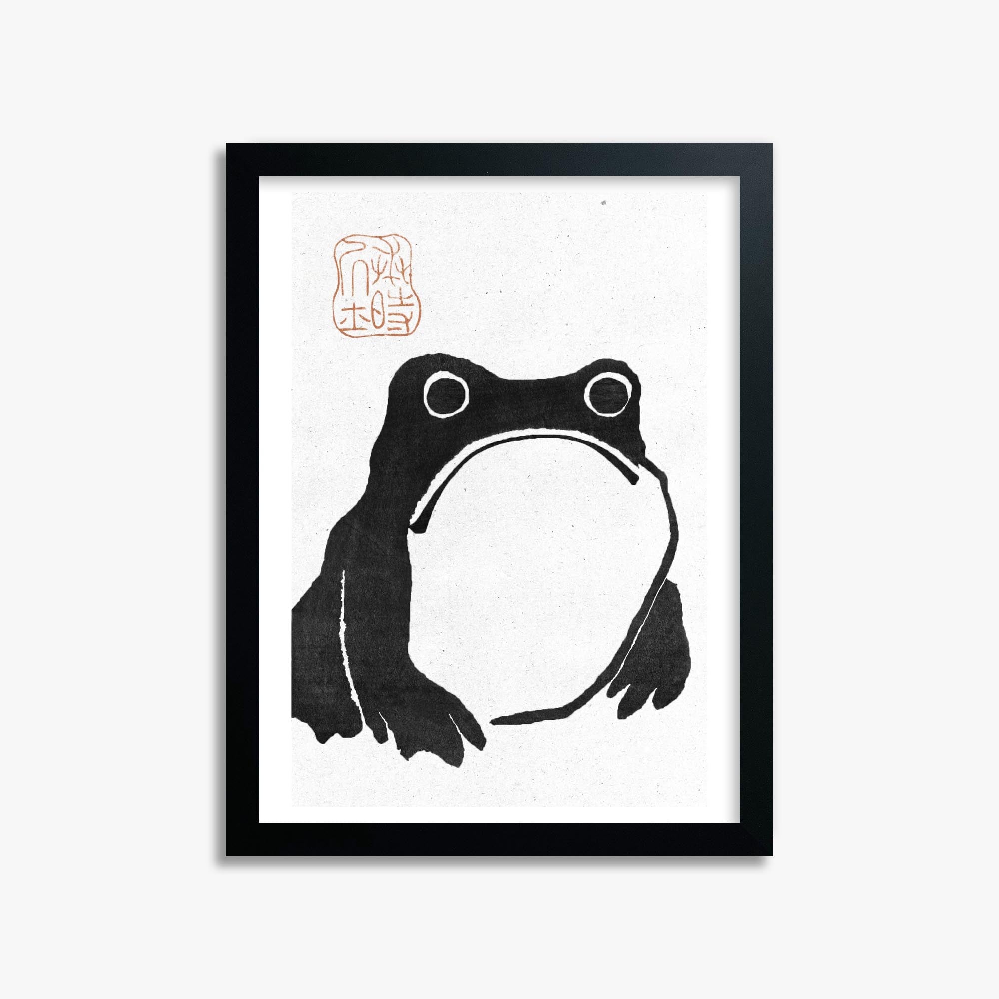 Matsumoto Hoji: The Toad - Monochrome-Style 30x40 cm Art Reproduction With Black Frame