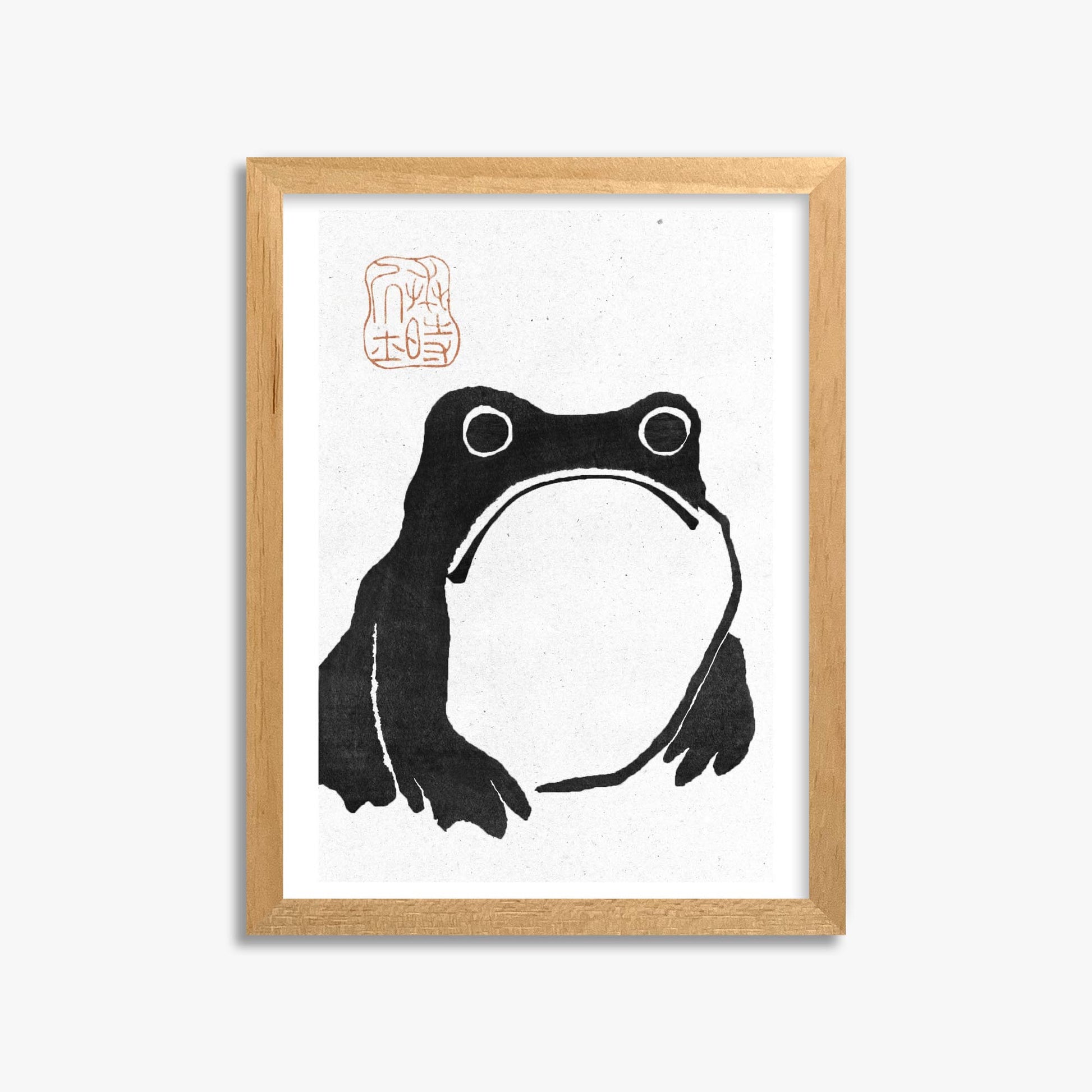 Matsumoto Hoji: The Toad - Monochrome-Style 30x40 cm Art Reproduction With Oak Frame