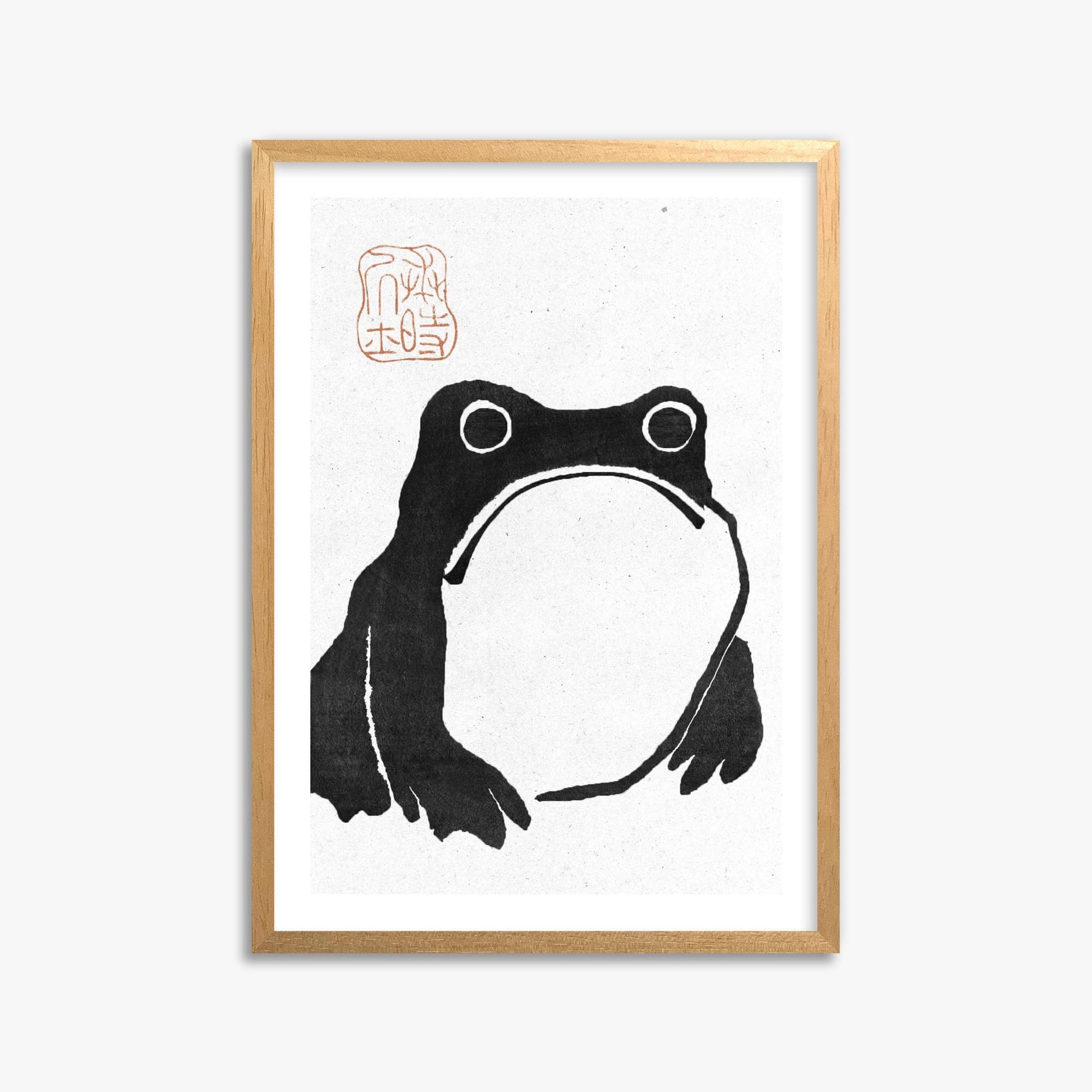 Matsumoto Hoji: The Toad - Monochrome-Style 50x70 cm Art Reproduction With Oak Frame