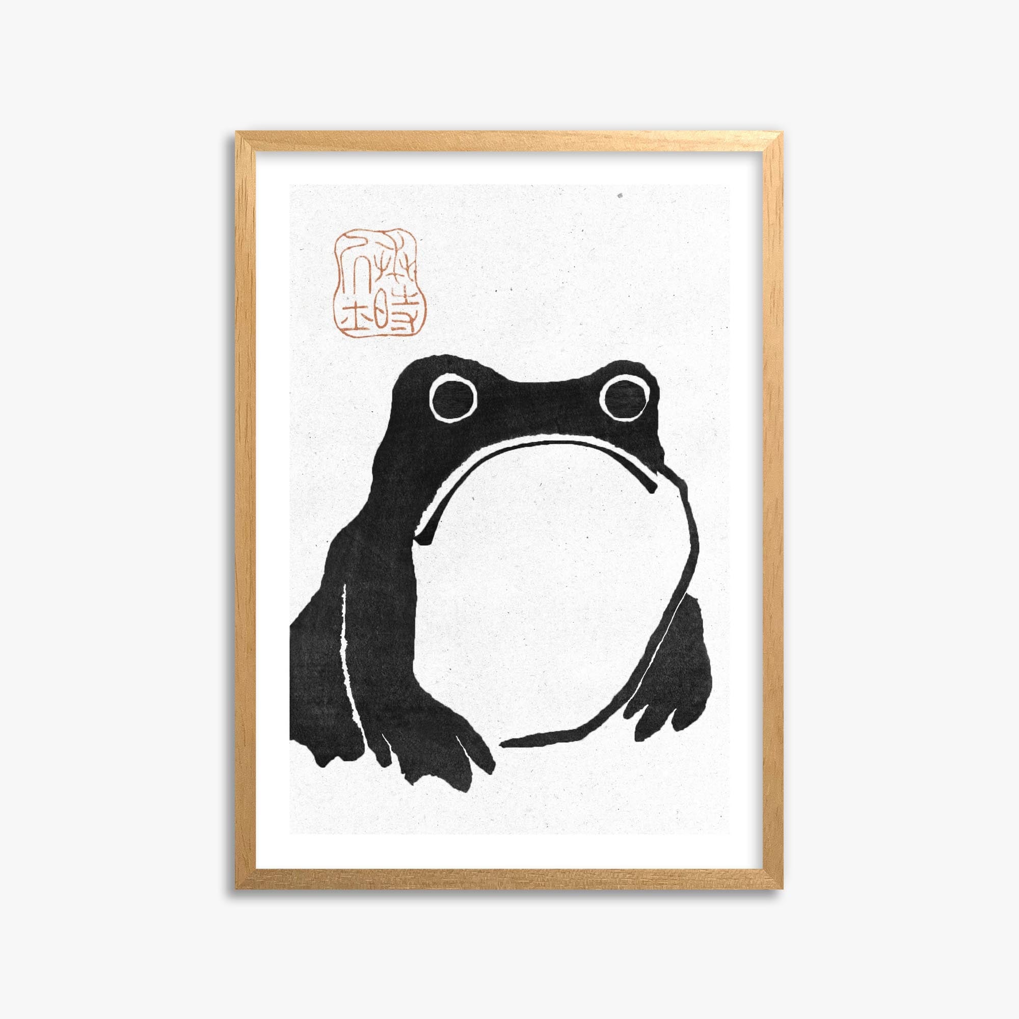 Matsumoto Hoji: The Toad - Monochrome-Style 50x70 cm Art Reproduction With Oak Frame