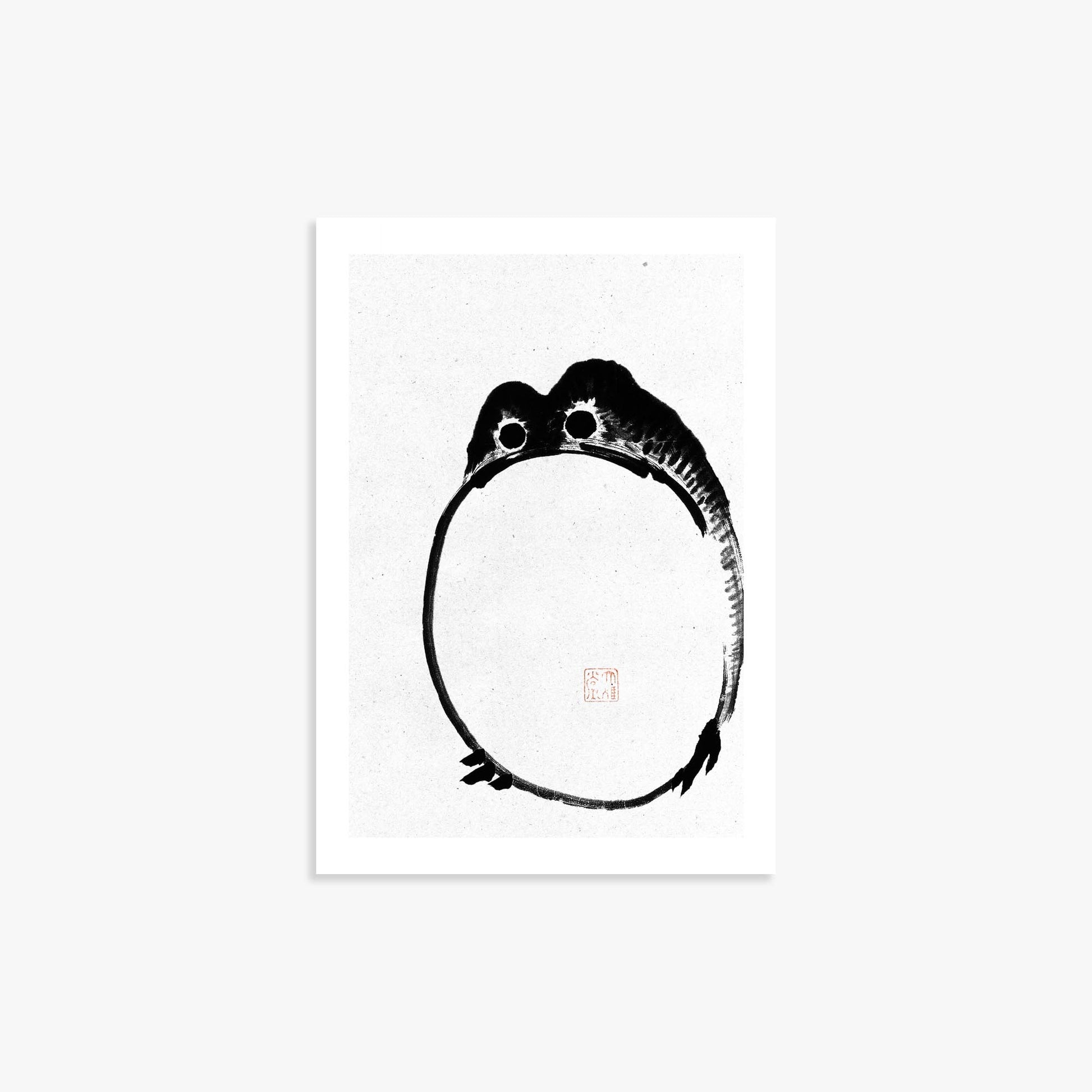 Ike no Taiga: Round Frog - Monochrome-Style 21x30 cm Art Reproduction Unframed