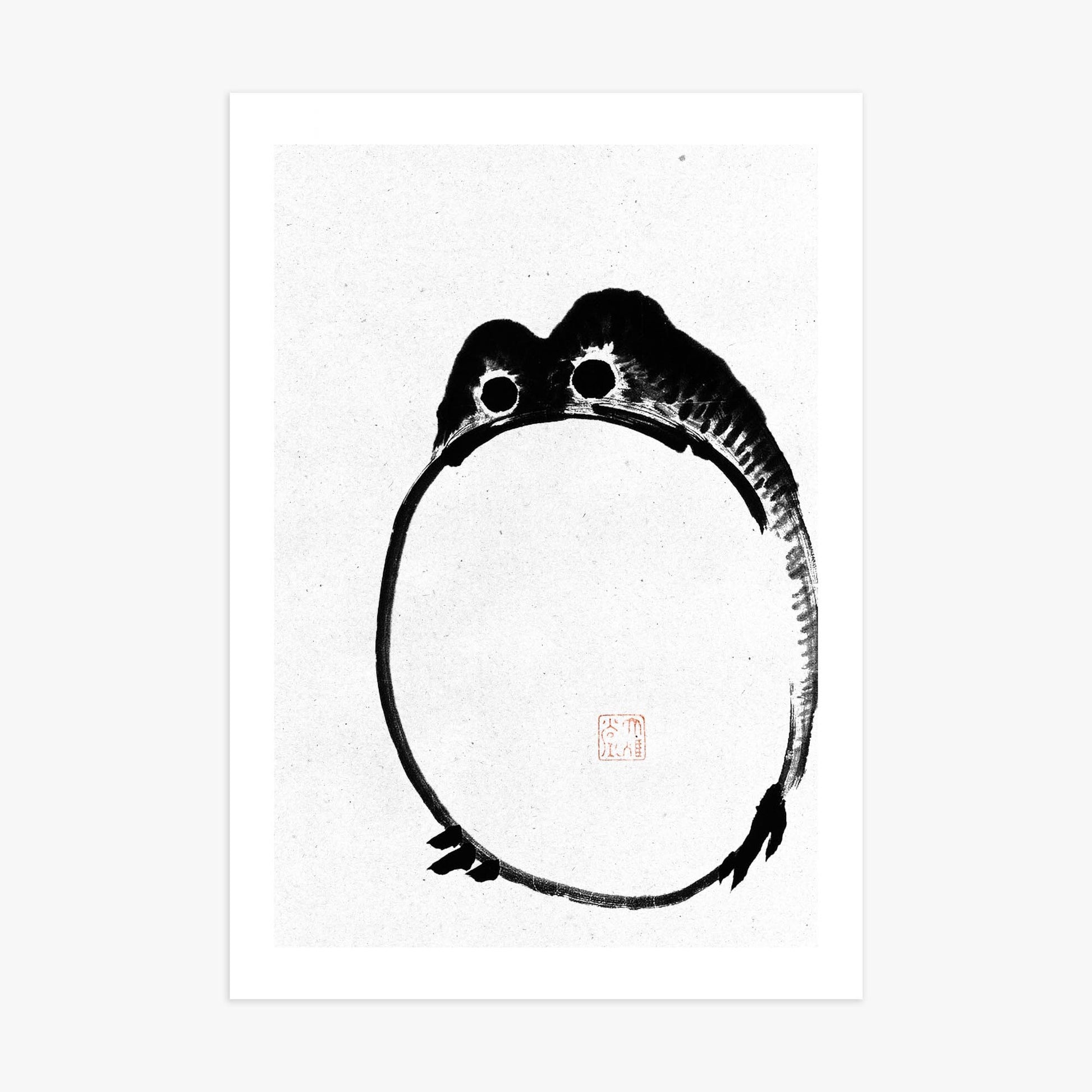 Ike no Taiga: Round Frog - Monochrome-Style 70x100 cm Art Reproduction Unframed