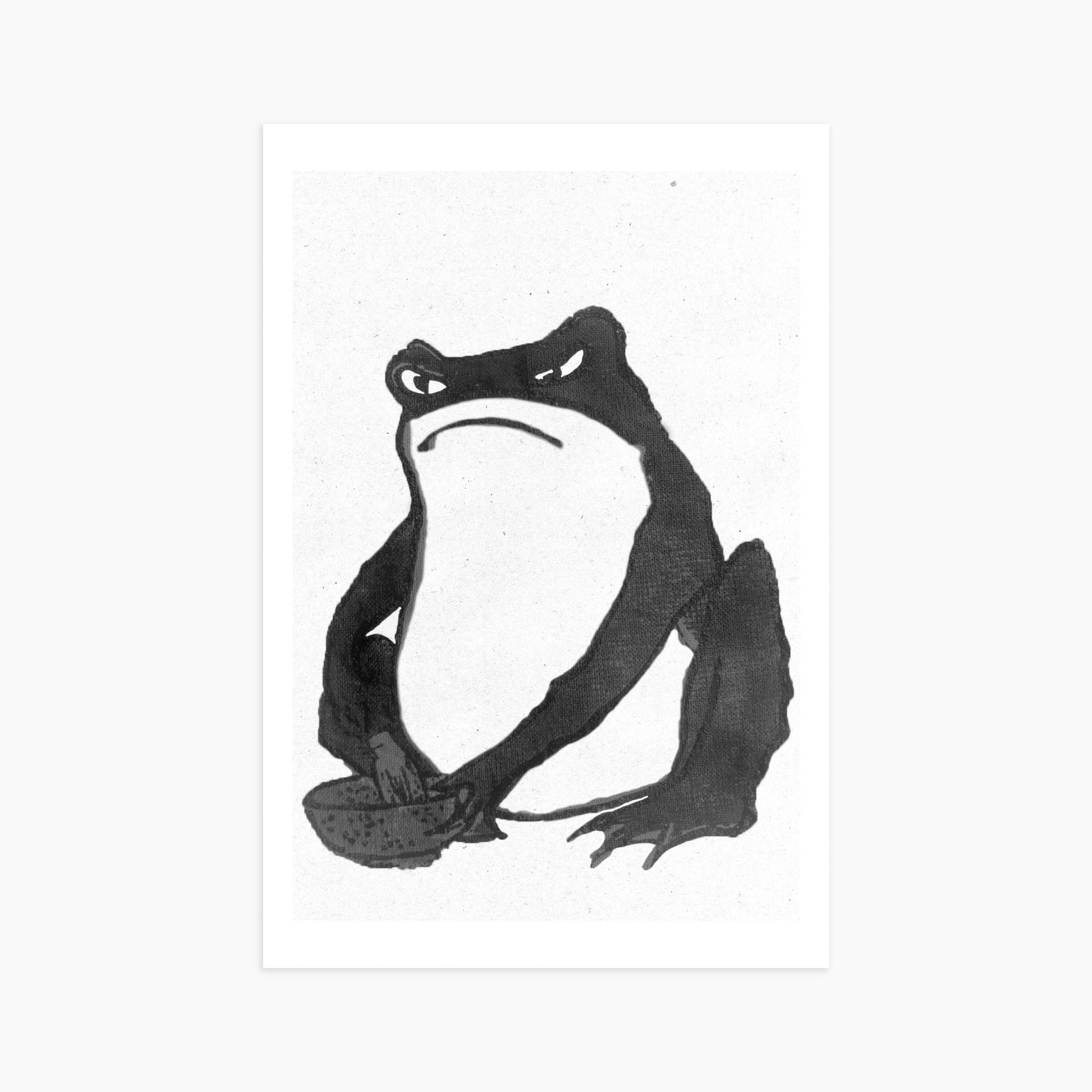Hiroshige II: Angry frog whisking tea - Monochrome-Style 61x91 cm Art Reproduction Unframed