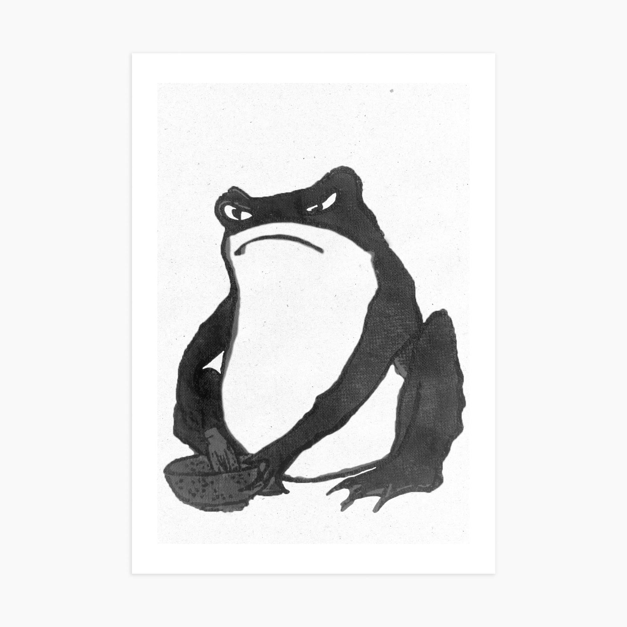 Hiroshige II: Angry frog whisking tea - Monochrome-Style 70x100 cm Art Reproduction Unframed