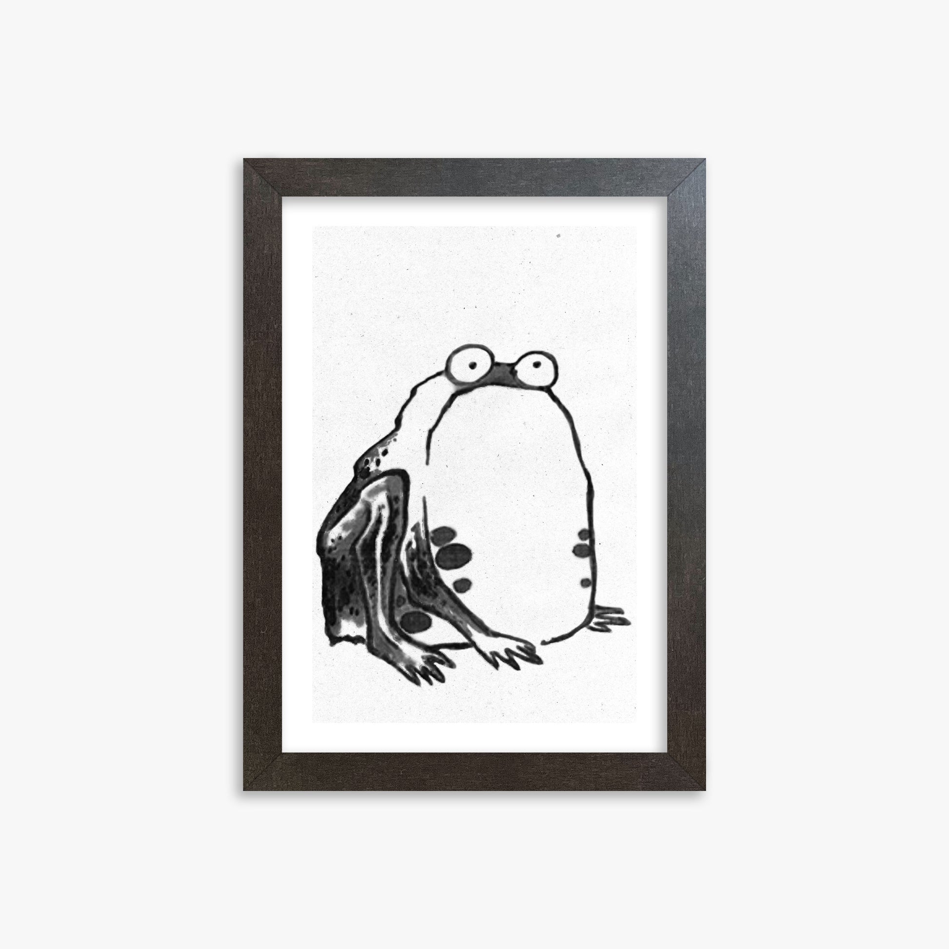 Itō Jakuchū: Sumo Toad - Monochrome-Style, 21x30cm Framed Art Reproduction With Espresso Frame