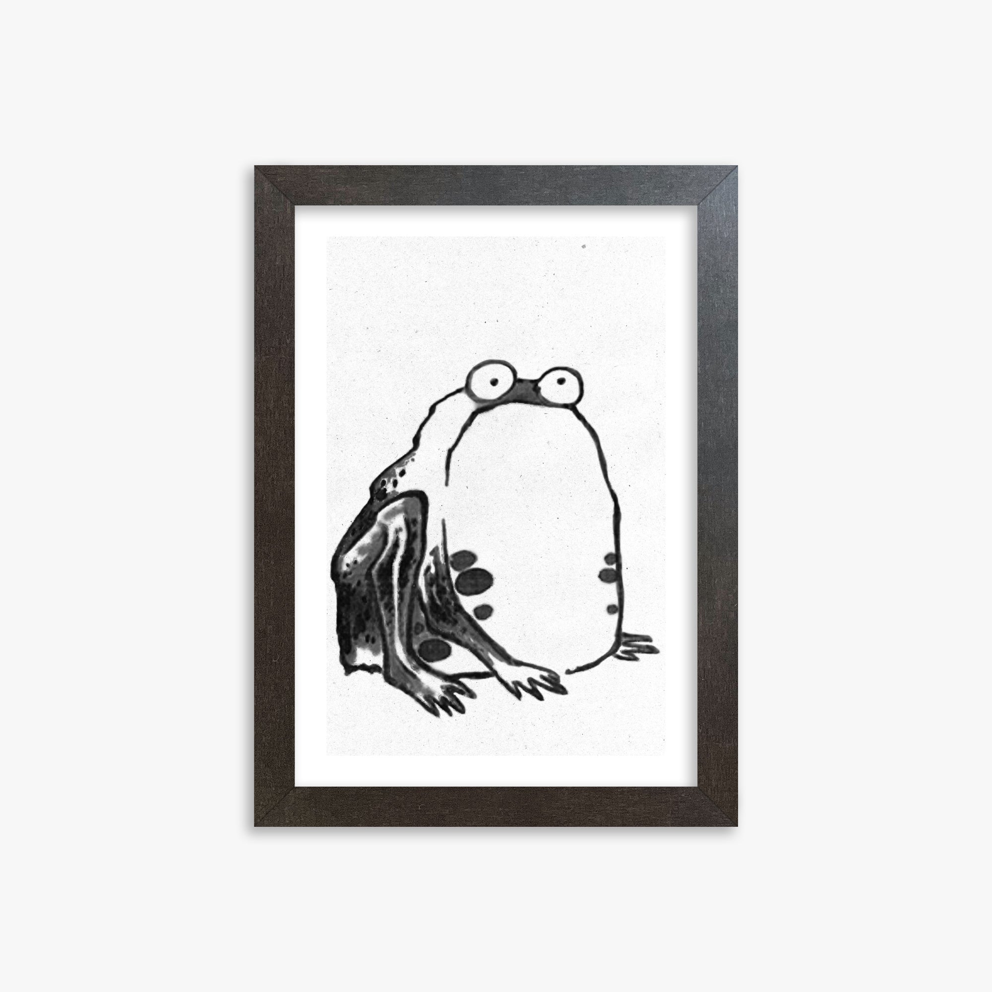 Itō Jakuchū: Sumo Toad - Monochrome-Style, 21x30cm Framed Art Reproduction With Espresso Frame