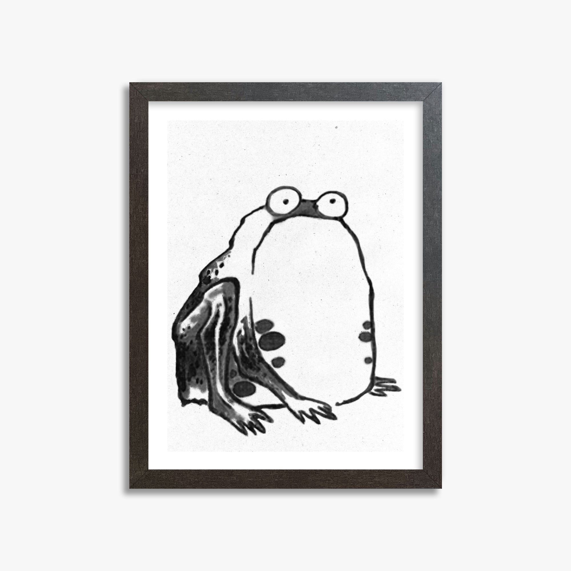 Itō Jakuchū: Sumo Toad - Monochrome-Style, 30x40cm Framed Art Reproduction With Espresso Frame