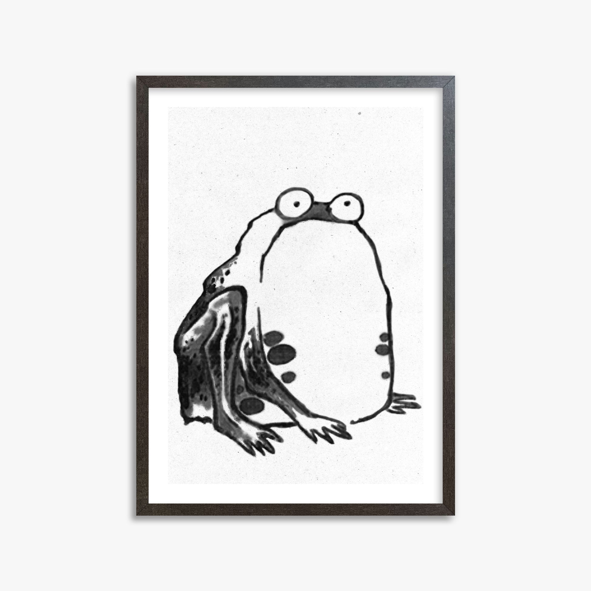 Itō Jakuchū: Sumo Toad - Monochrome-Style, 50x70cm Framed Art Reproduction With Espresso Frame