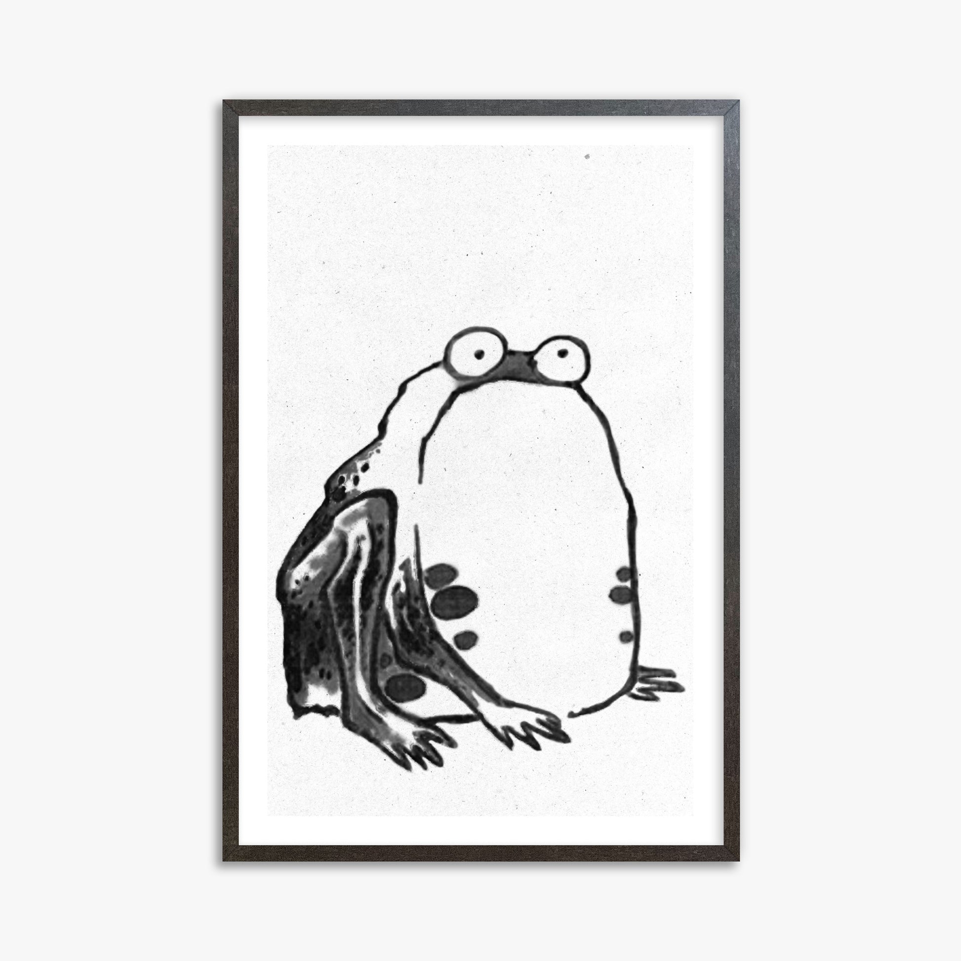 Itō Jakuchū: Sumo Toad - Monochrome-Style, 61x91cm Framed Art Reproduction With Espresso Frame