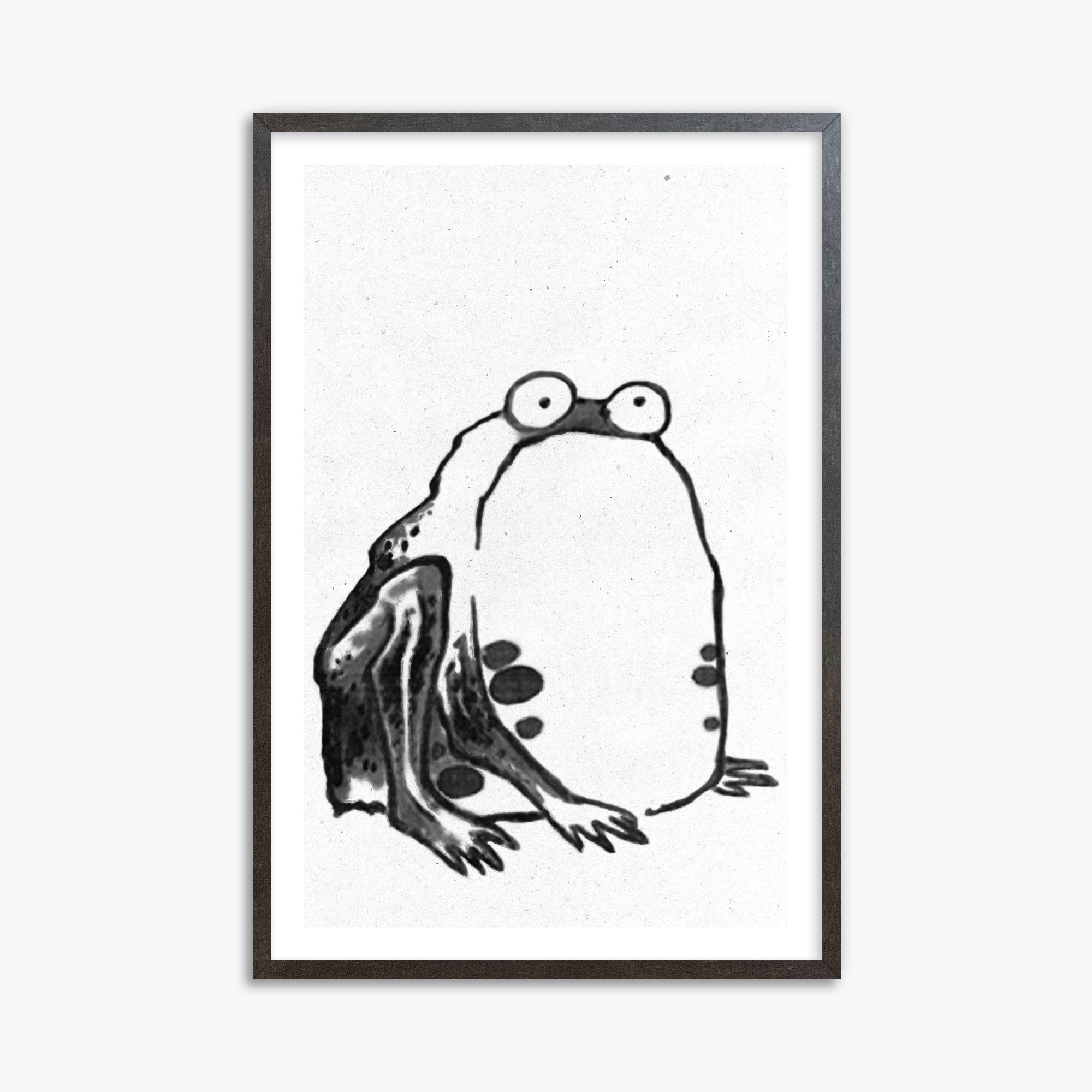 Itō Jakuchū: Sumo Toad - Monochrome-Style, 61x91cm Framed Art Reproduction With Espresso Frame