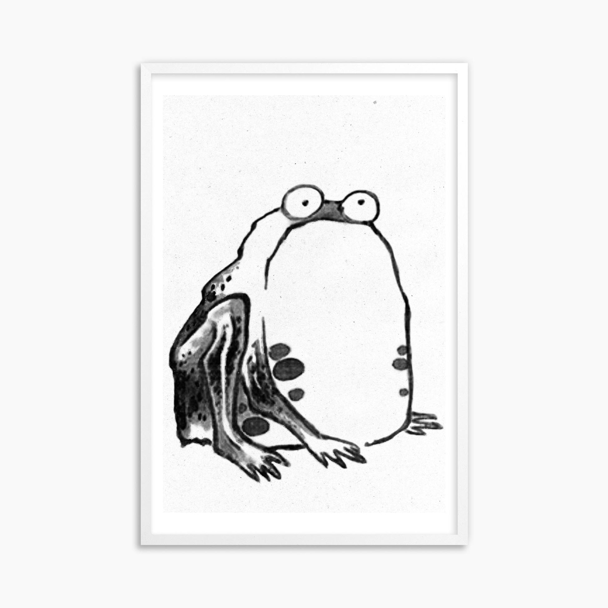 Itō Jakuchū: Sumo Toad - Monochrome-Style 61x91 cm Art Reproduction With White Frame