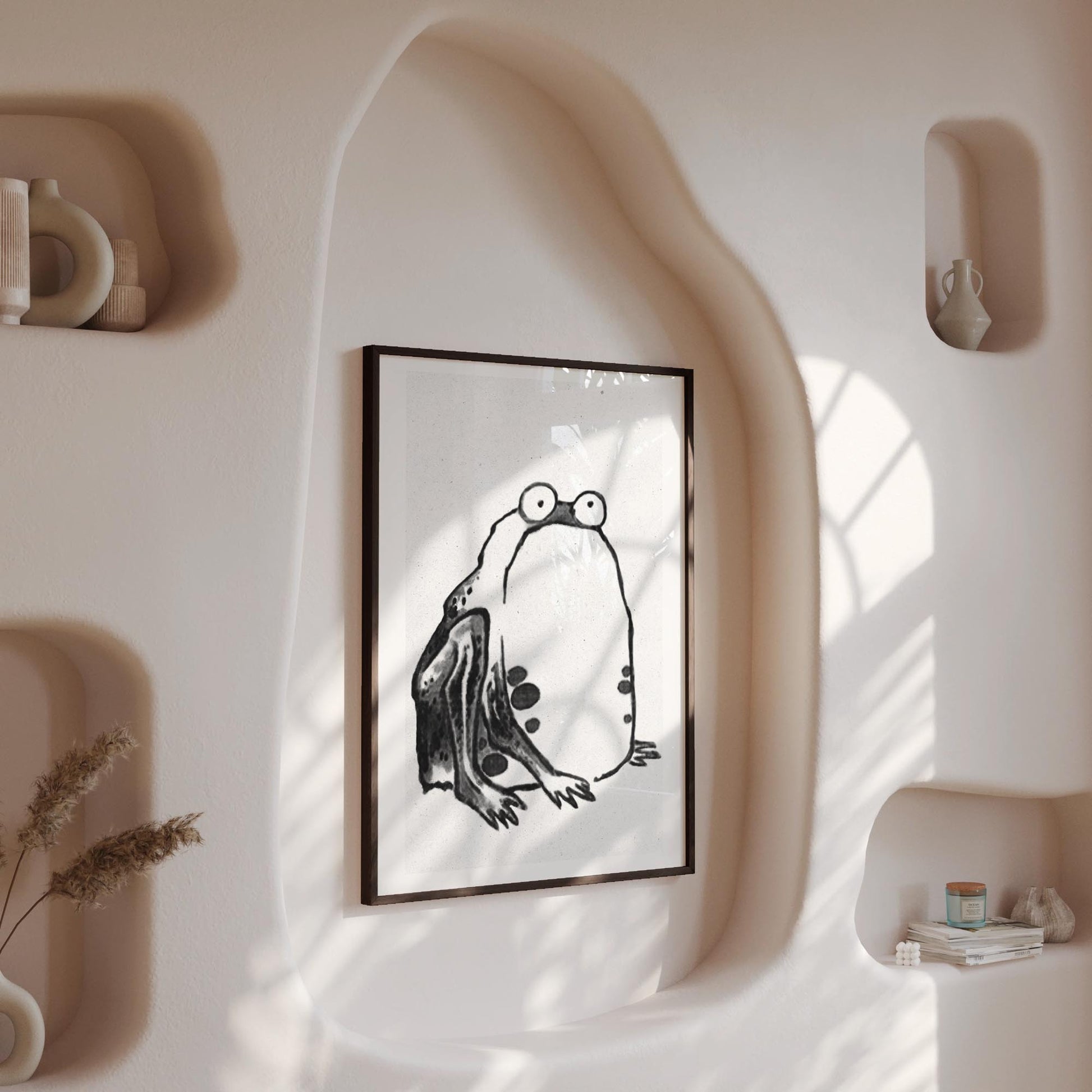 Design concept No. 13 for Itō Jakuchū: Sumo Toad - Monochrome-Style Japanese Wall Art