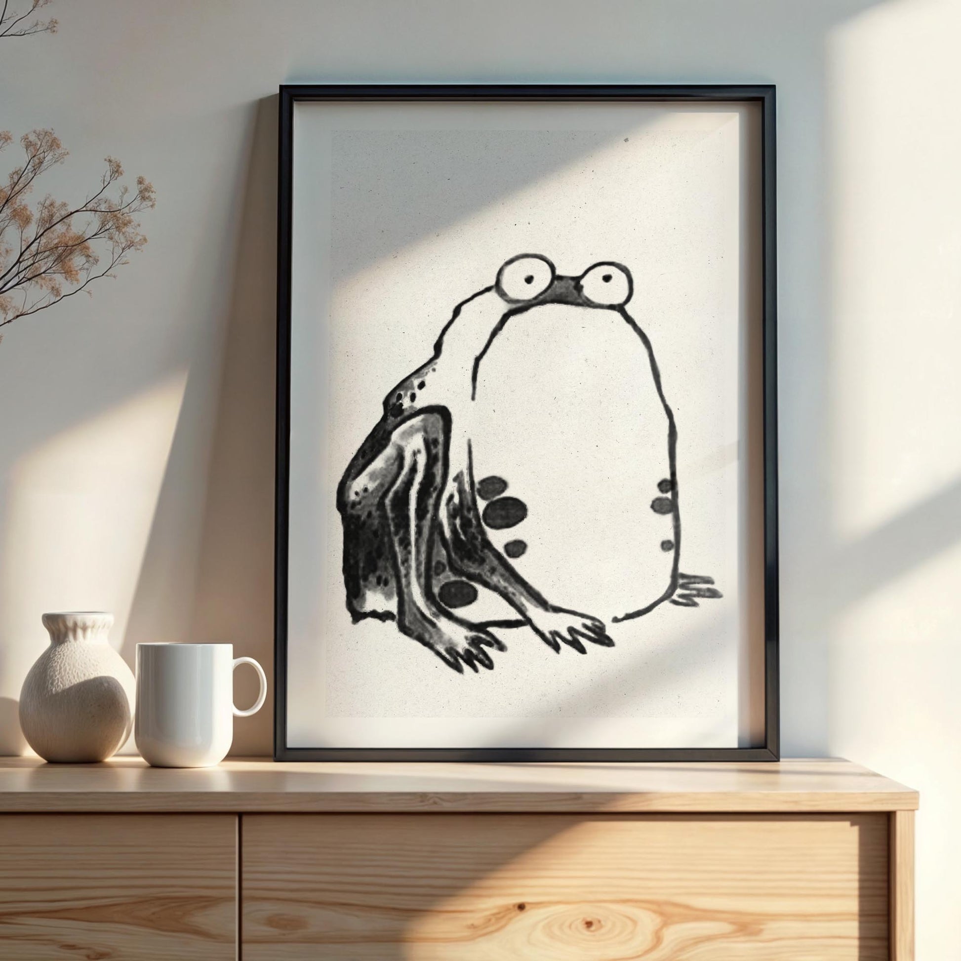 Design concept No. 22 for Itō Jakuchū: Sumo Toad - Monochrome-Style Japanese Wall Art