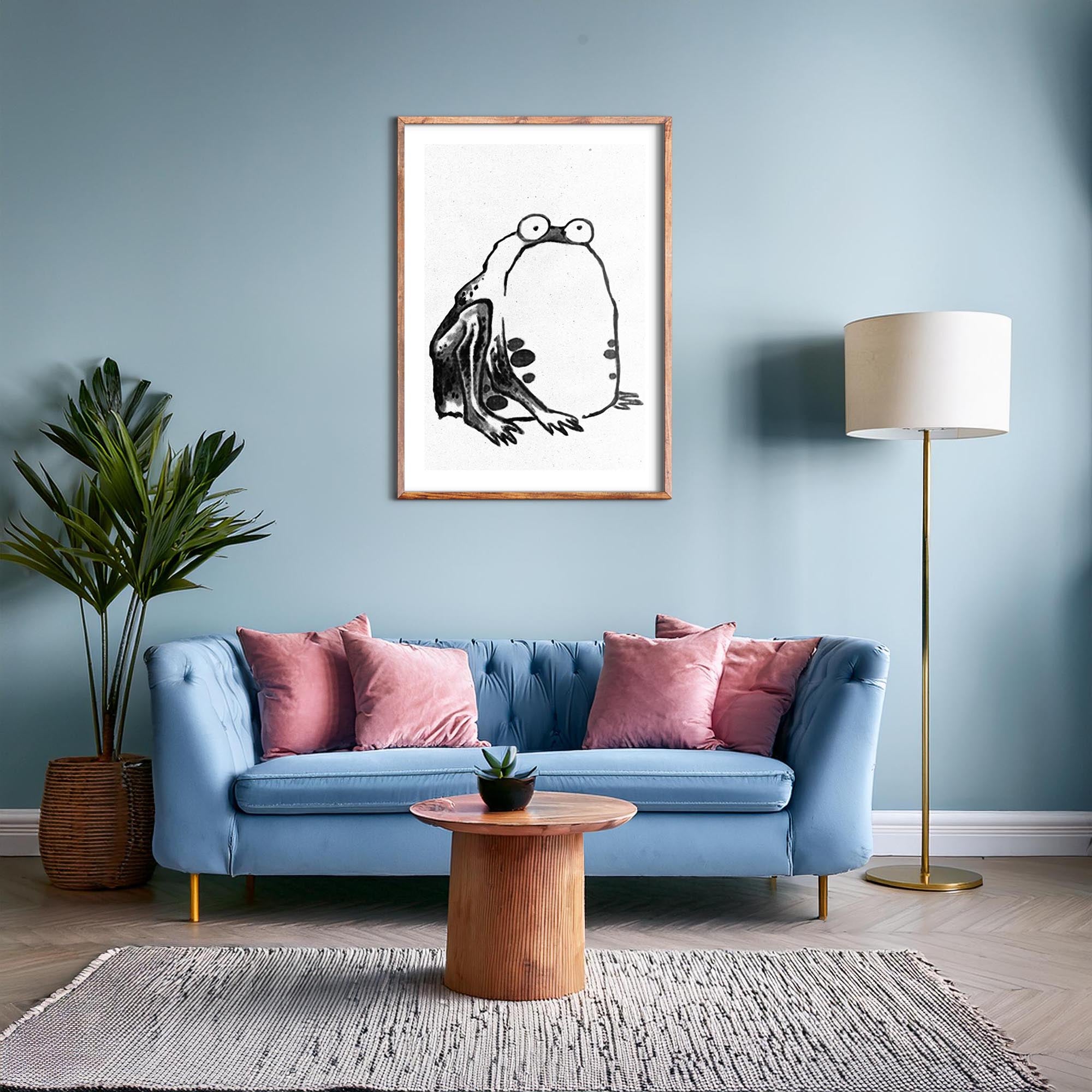 Design concept No. 28 for Itō Jakuchū: Sumo Toad - Monochrome-Style Japanese Wall Art