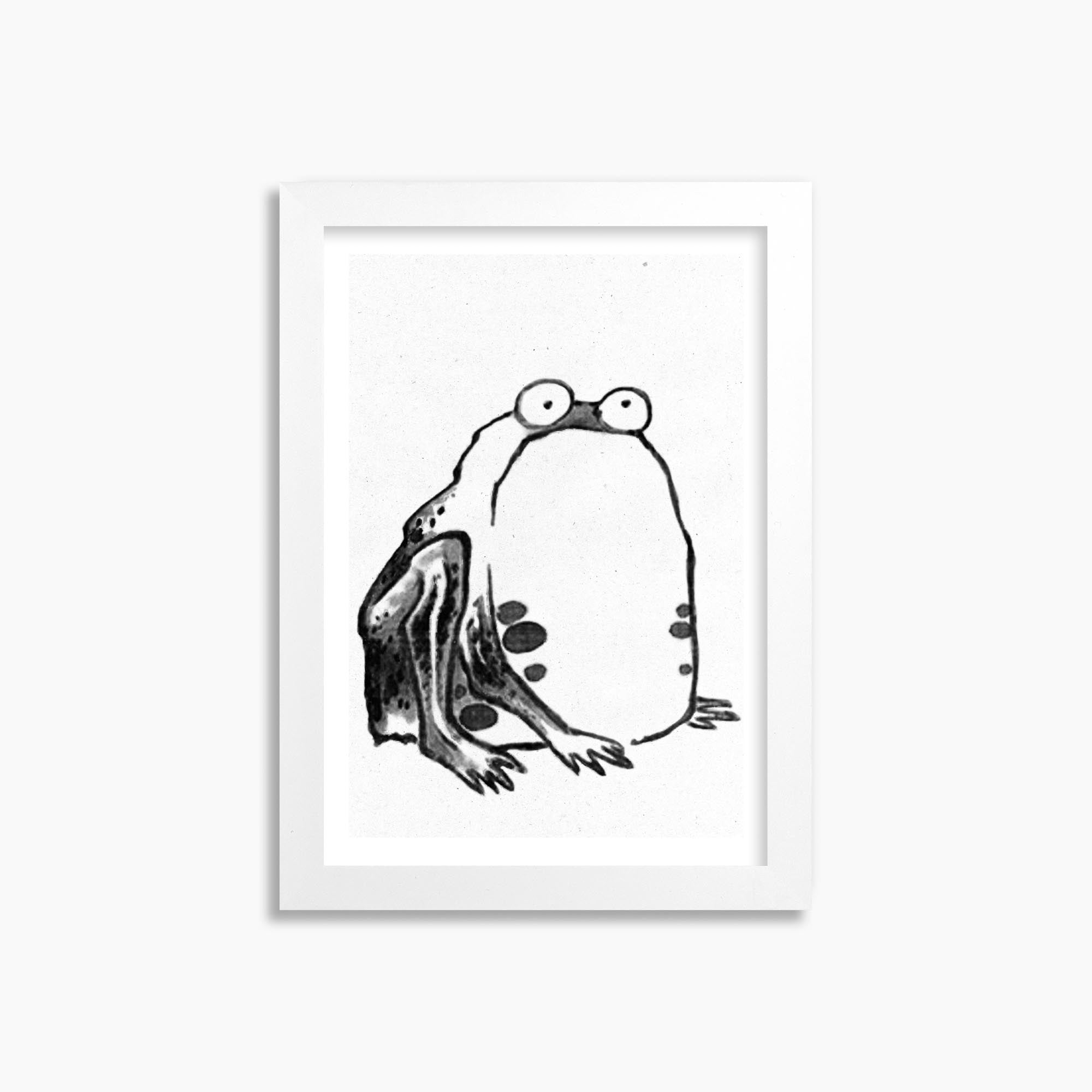 Itō Jakuchū: Sumo Toad - Monochrome-Style 21x30 cm Art Reproduction With White Frame