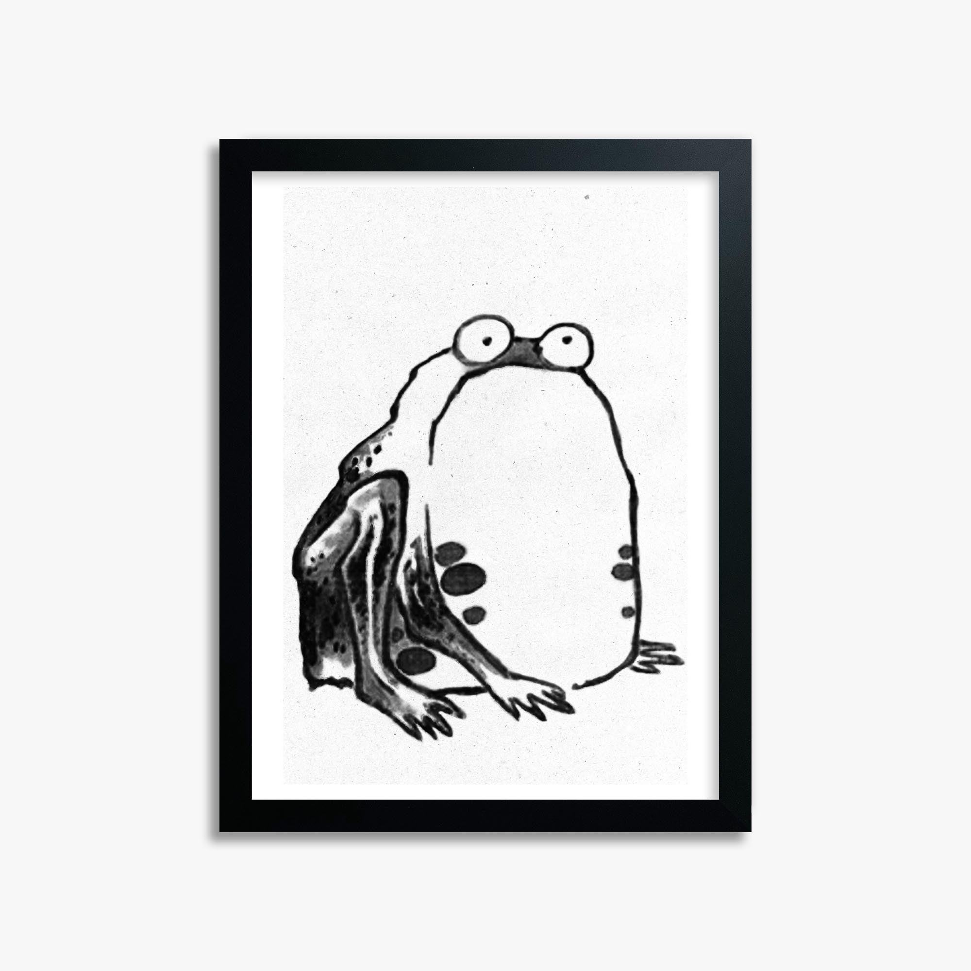 Itō Jakuchū: Sumo Toad - Monochrome-Style 30x40 cm Art Reproduction With Black Frame