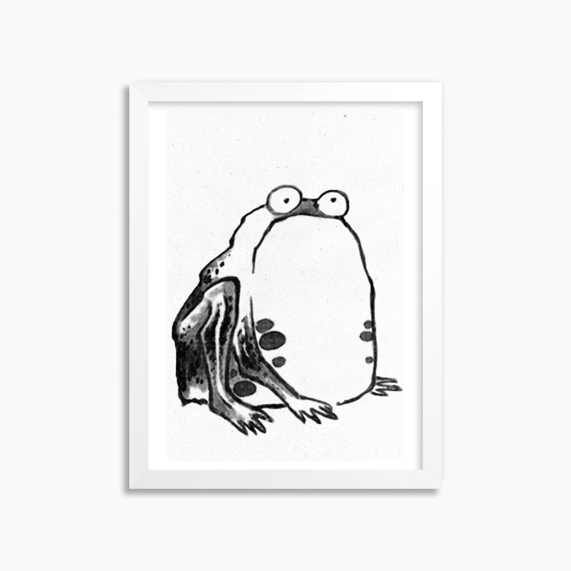 Itō Jakuchū: Sumo Toad - Monochrome-Style 30x40 cm Art Reproduction With White Frame