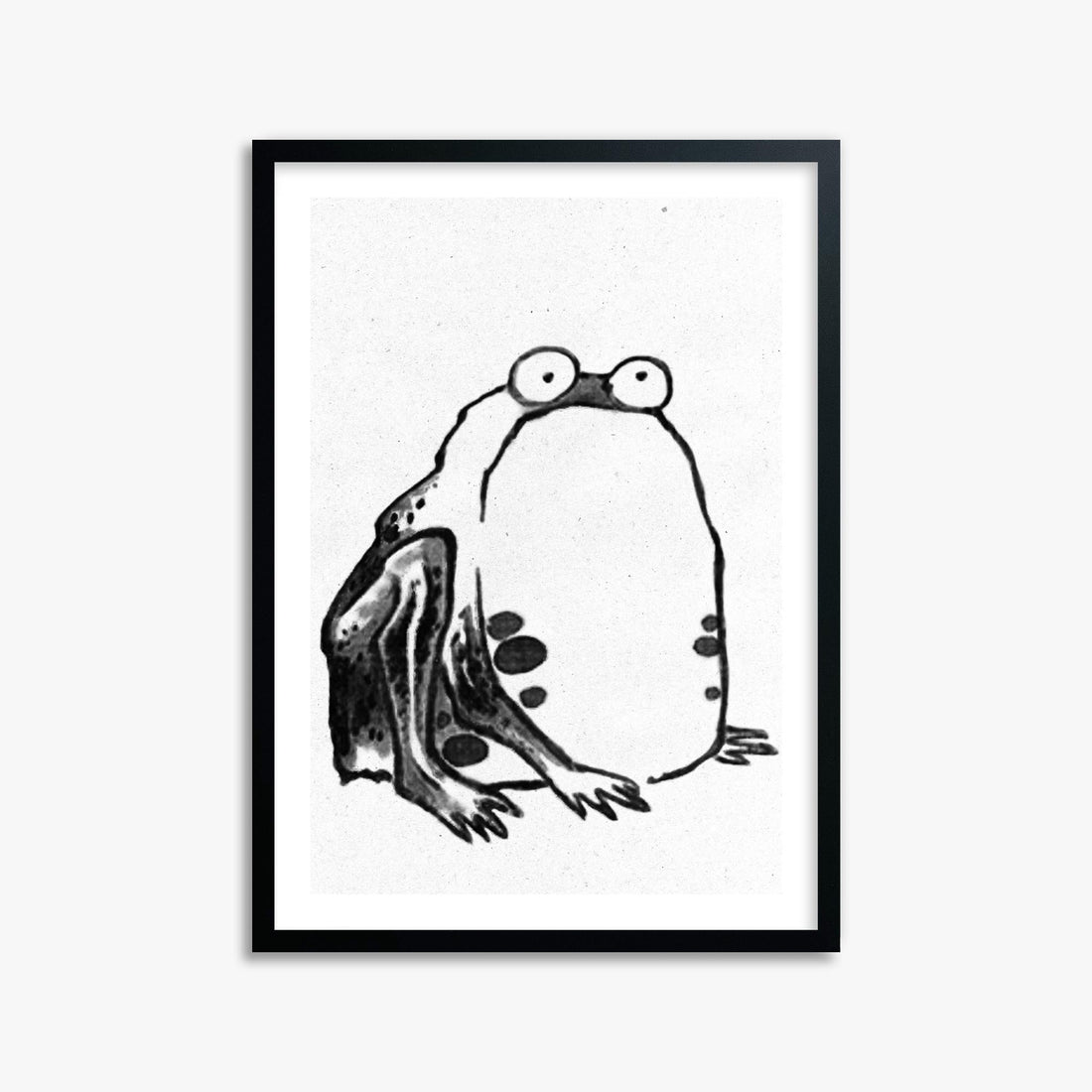 Itō Jakuchū: Sumo Toad - Monochrome-Style 50x70 cm Art Reproduction With Black Frame