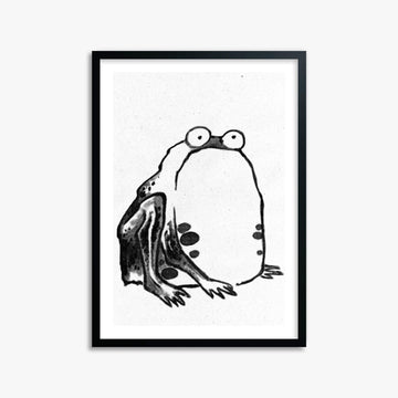 Itō Jakuchū: Sumo Toad - Monochrome-Style 50x70 cm Art Reproduction With Black Frame