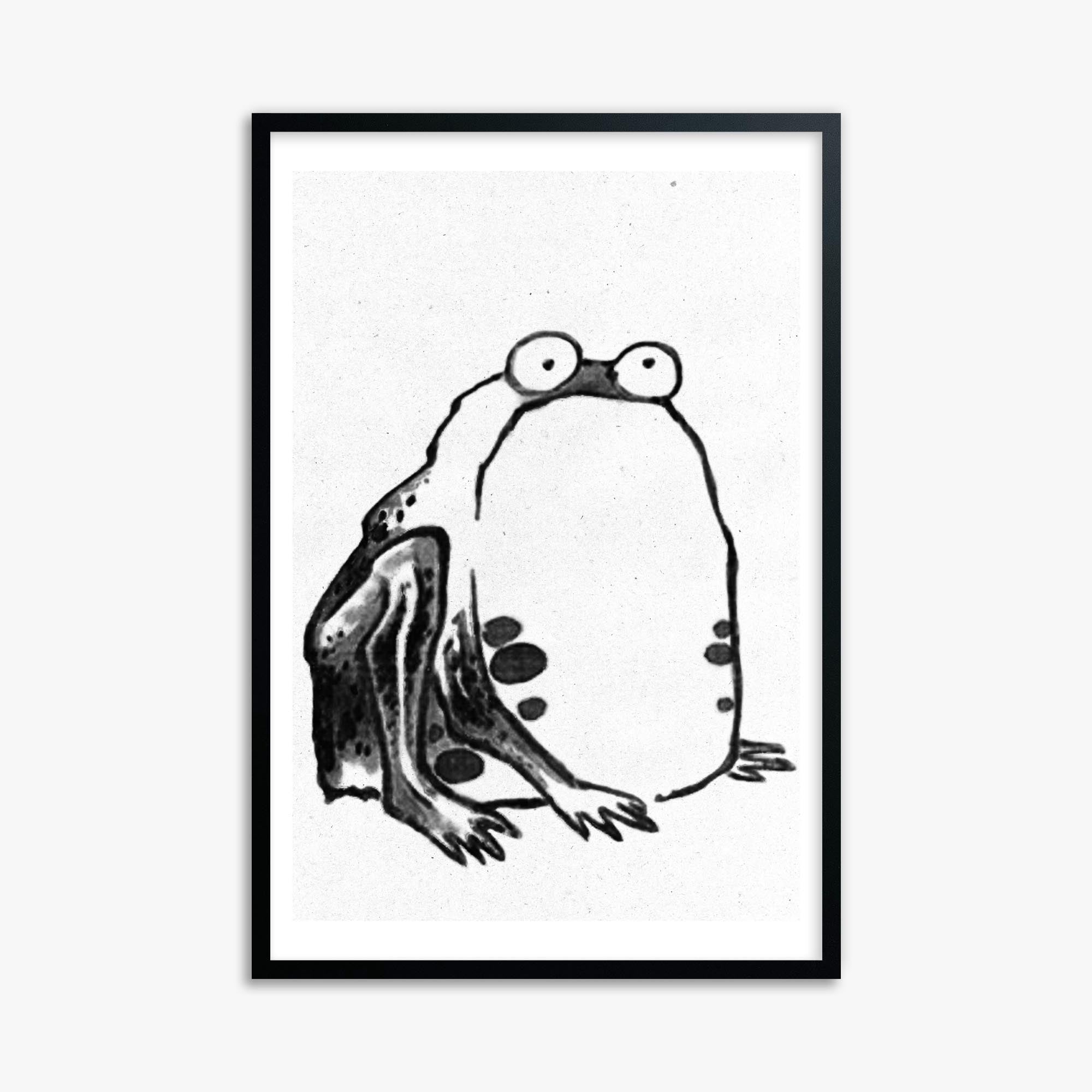 Itō Jakuchū: Sumo Toad - Monochrome-Style 61x91 cm Art Reproduction With Black Frame