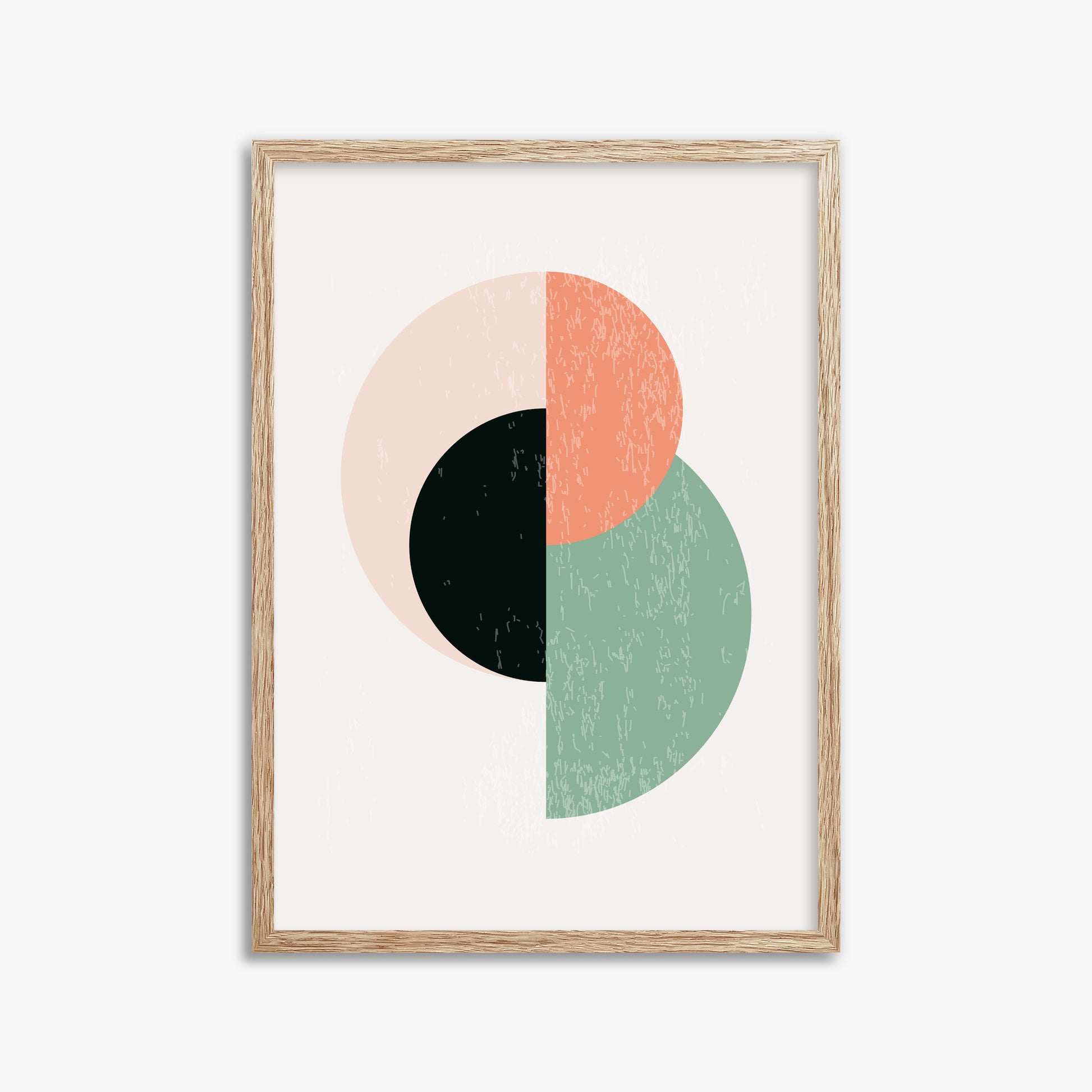 Geometric Harmony, 50x70cm Framed Poster With Raw Oak Frame