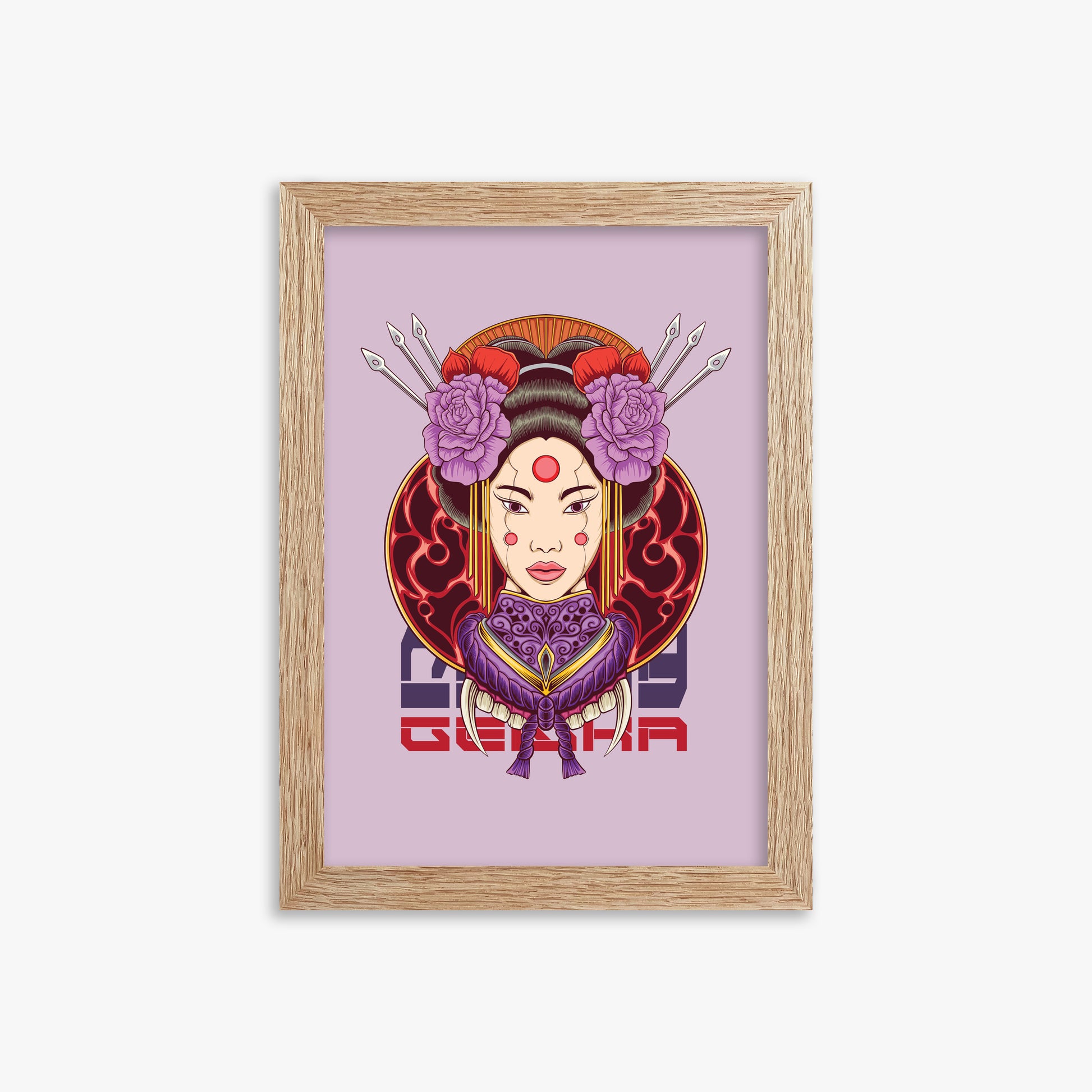 Crimson Blossom Empress, 21x30cm Framed Poster With Raw Oak Frame
