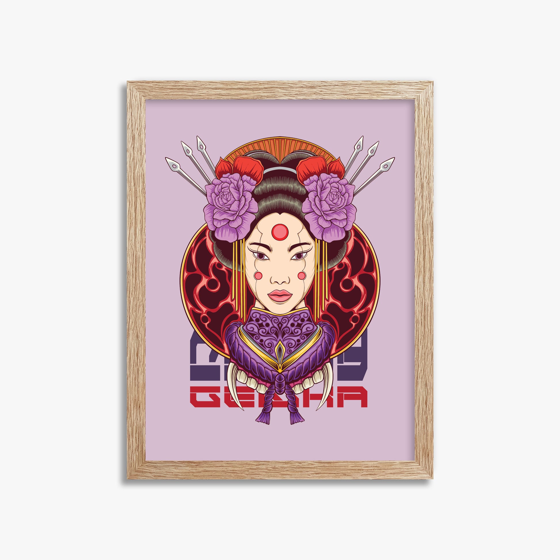 Crimson Blossom Empress, 30x40cm Framed Poster With Raw Oak Frame