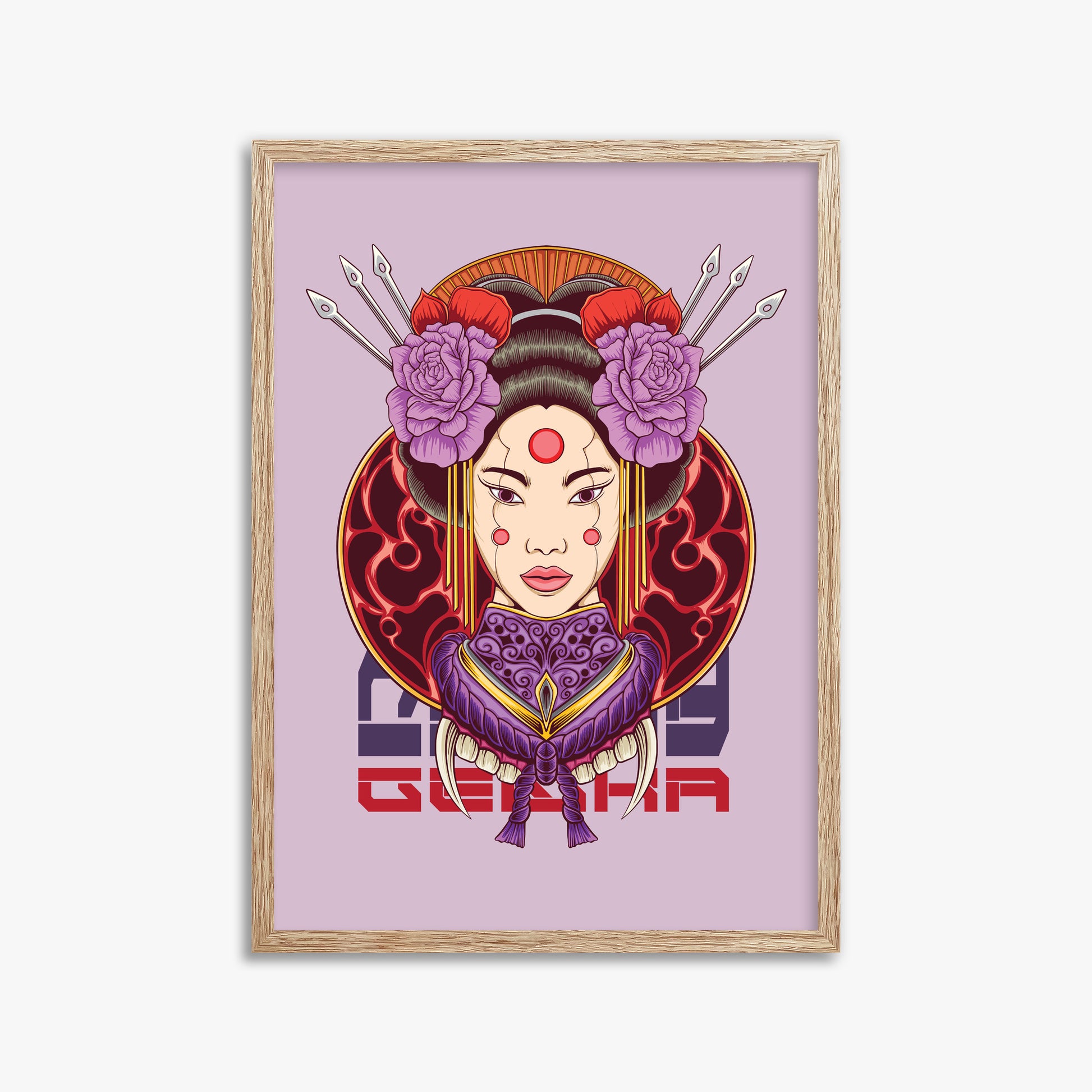 Crimson Blossom Empress, 50x70cm Framed Poster With Raw Oak Frame