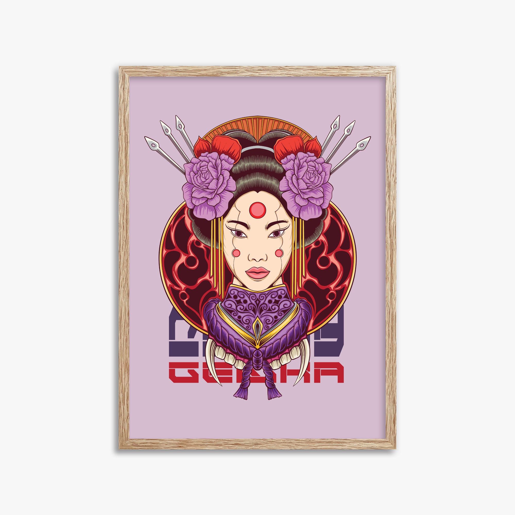 Crimson Blossom Empress, 50x70cm Framed Poster With Raw Oak Frame