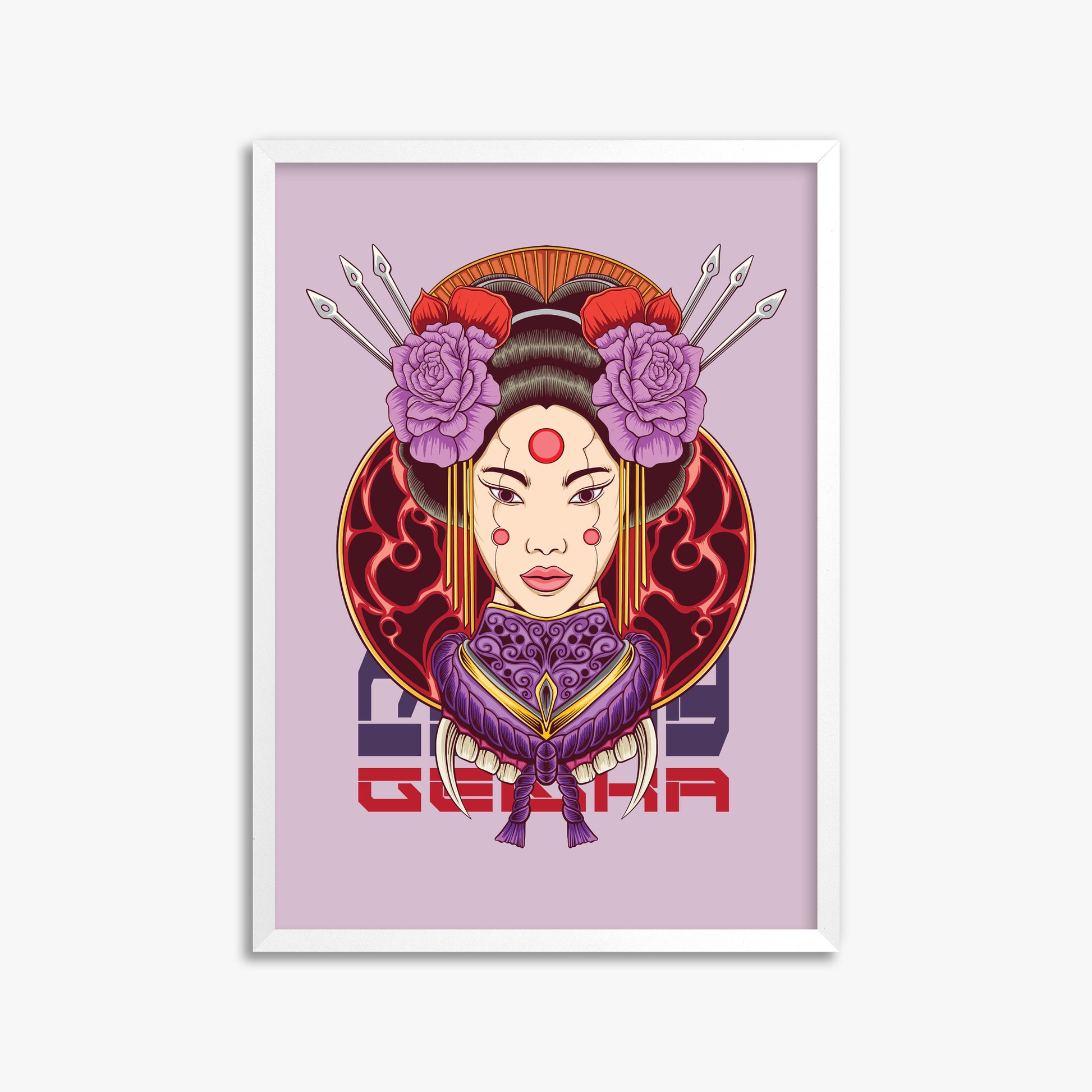 Crimson Blossom Empress, 50x70cm Framed Poster With White Frame